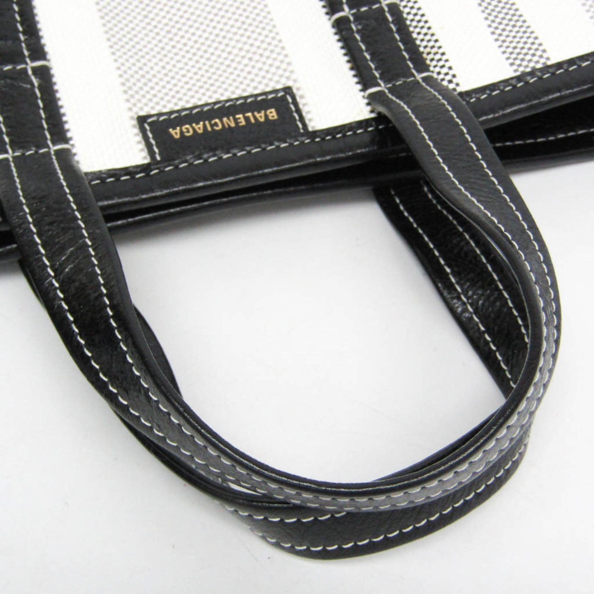 Balenciaga Balenciaga BARBES SMALL 671404 Women's Leather,Polyamide Handbag,Shoulder Bag Black,White Size ONE SIZE - 8 Thumbnail