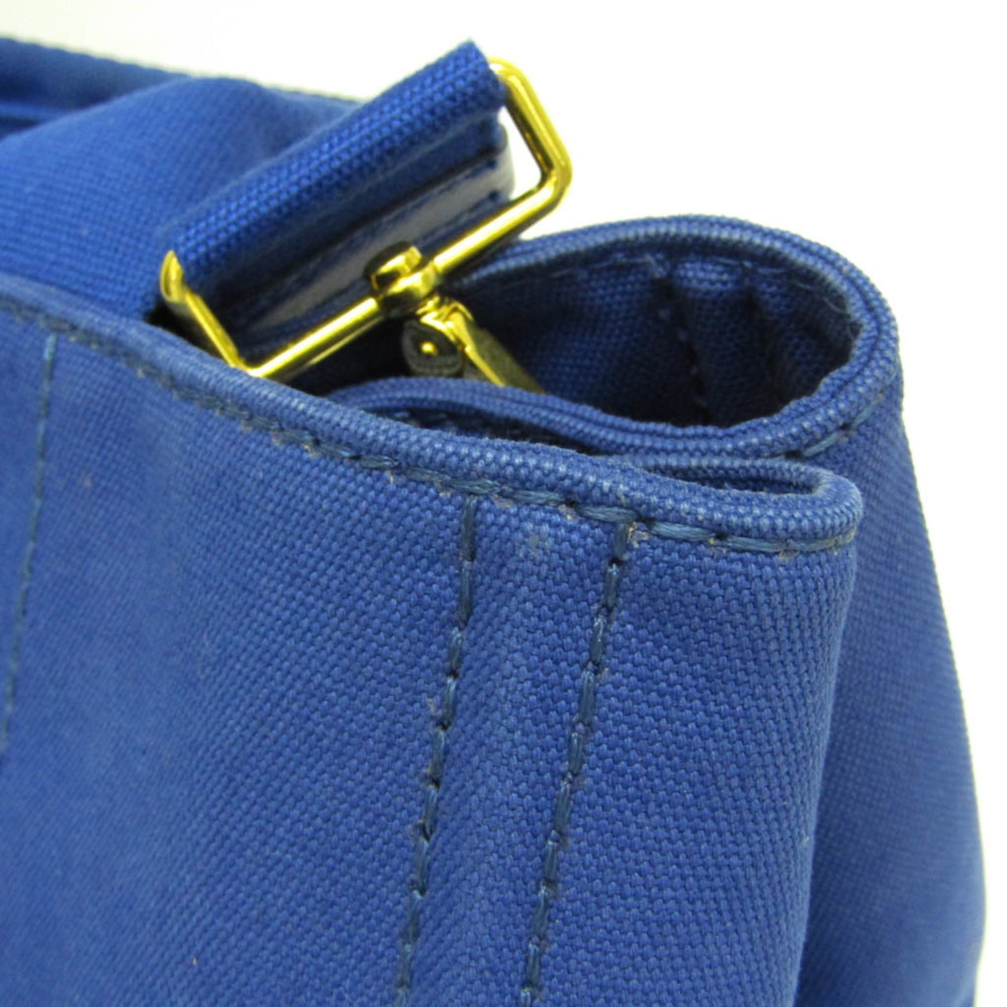 Prada Prada Canapa Medium Size Women's Canvas Shoulder Bag,Tote Bag Blue Size ONE SIZE - 9 Thumbnail