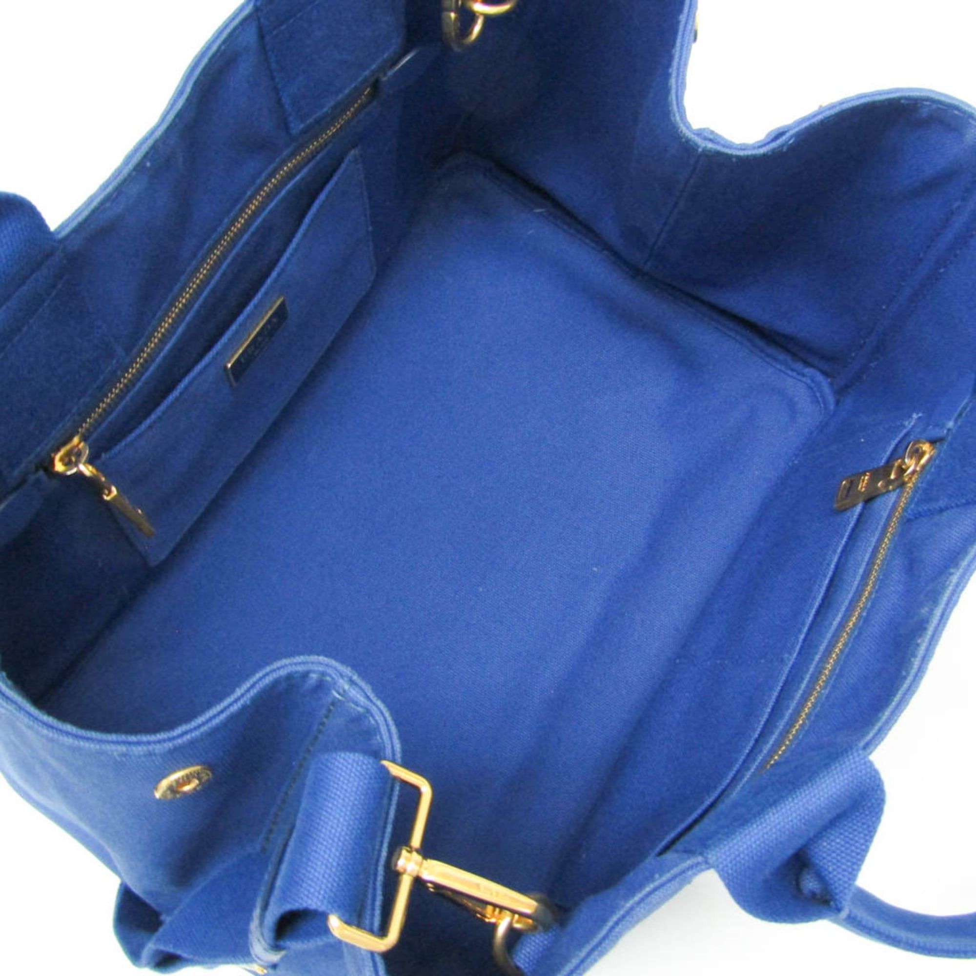 Prada Prada Canapa Medium Size Women's Canvas Shoulder Bag,Tote Bag Blue Size ONE SIZE - 4 Thumbnail