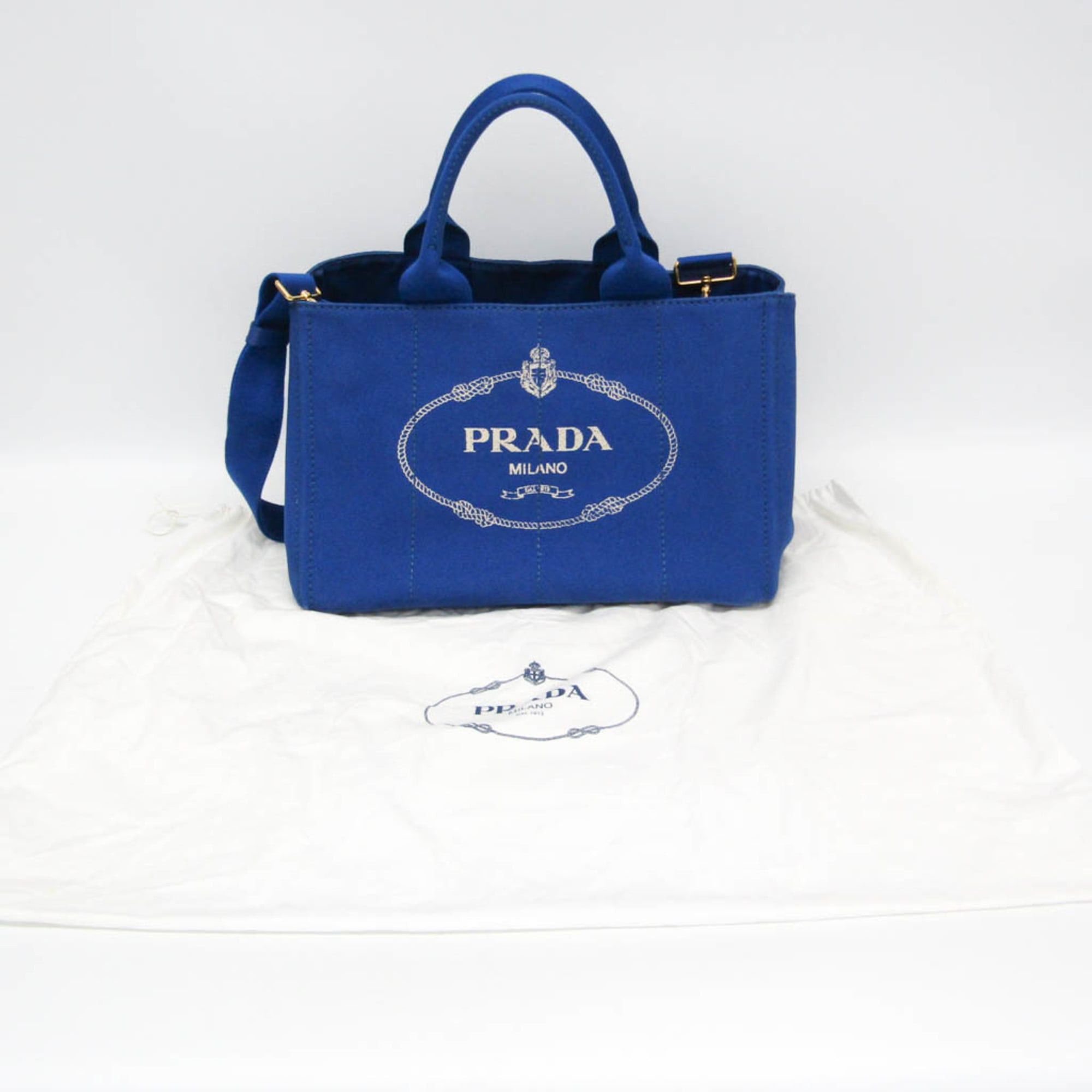Prada Prada Canapa Medium Size Women's Canvas Shoulder Bag,Tote Bag Blue Size ONE SIZE - 2 Thumbnail