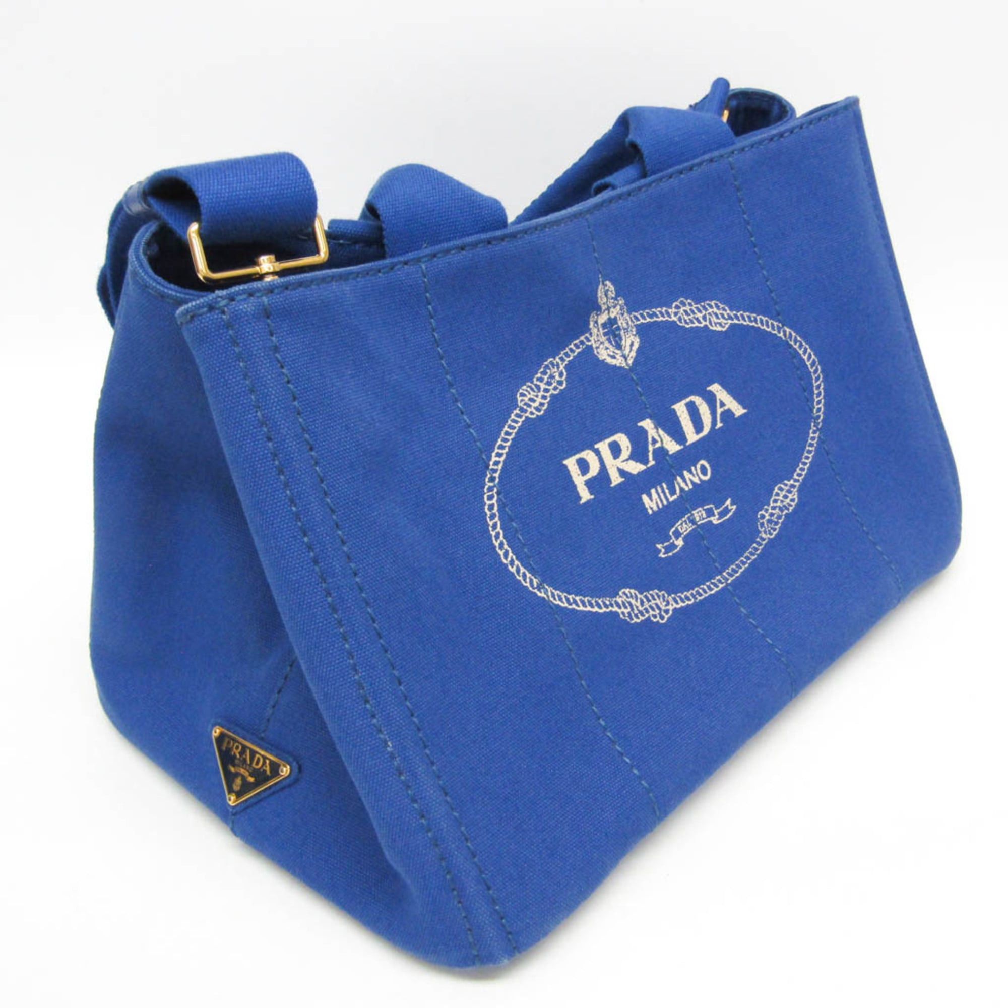 Prada Prada Canapa Medium Size Women's Canvas Shoulder Bag,Tote Bag Blue Size ONE SIZE - 12 Thumbnail