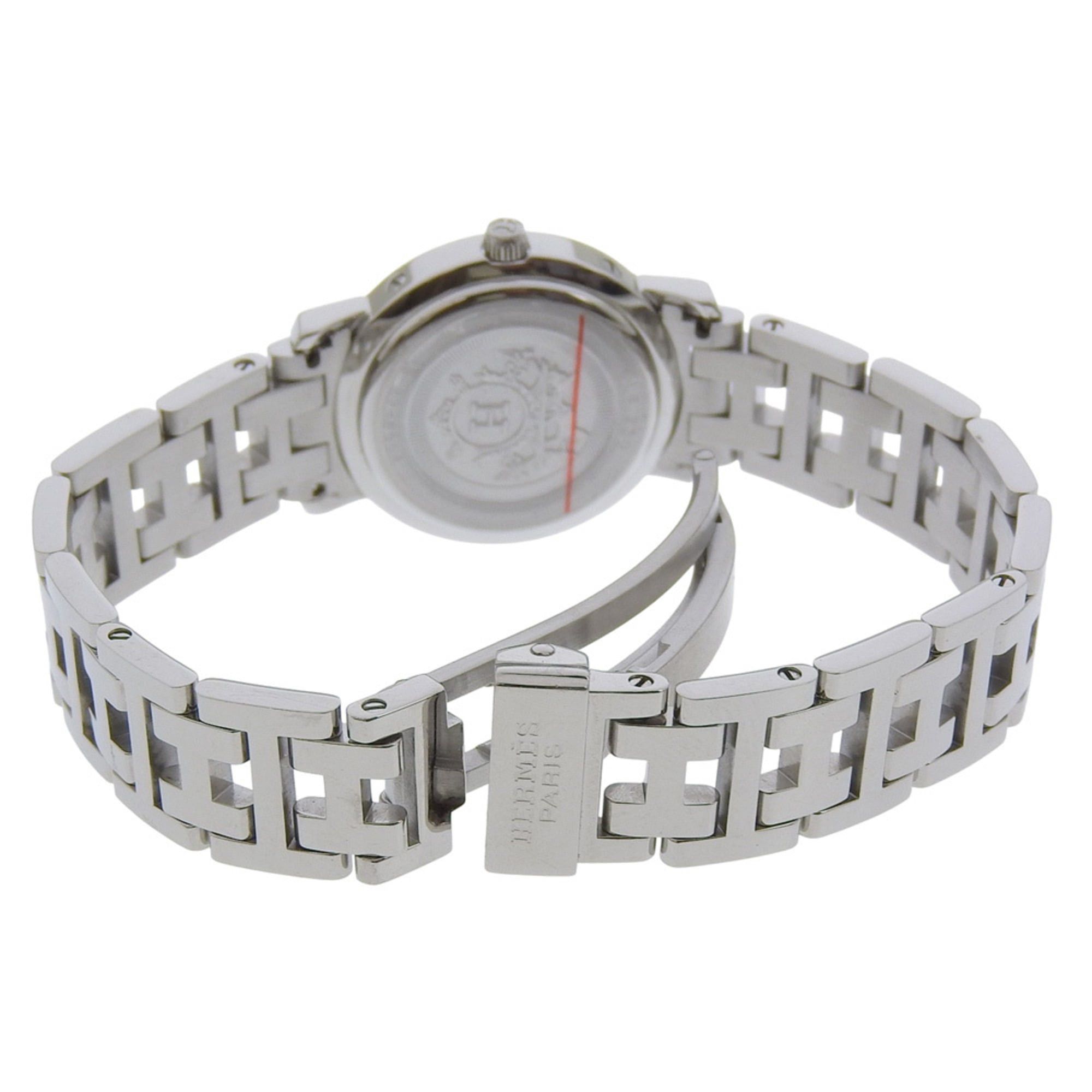 Hermes Hermès Clipper Nacre Women's Watch, 12 Diamonds, CL4.230, Stainless Steel, Quartz Movement, Analog Display, White Shell Dial Size ONE SIZE - 4 Thumbnail