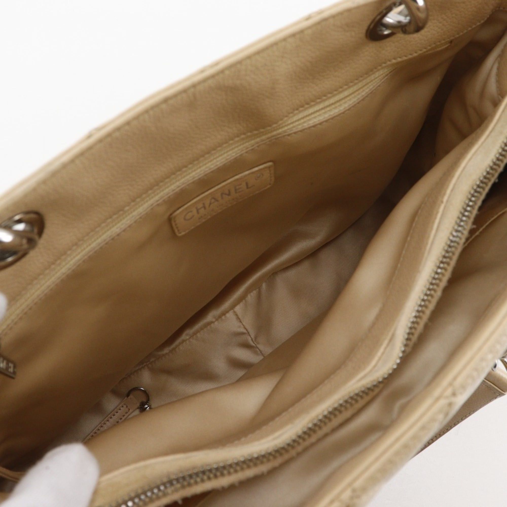 Chanel CHANEL Grand Shopping Tote GST Matelasse Chain A50995, Beige Caviar Skin, A4 Size, Women's Size ONE SIZE - 6 Thumbnail