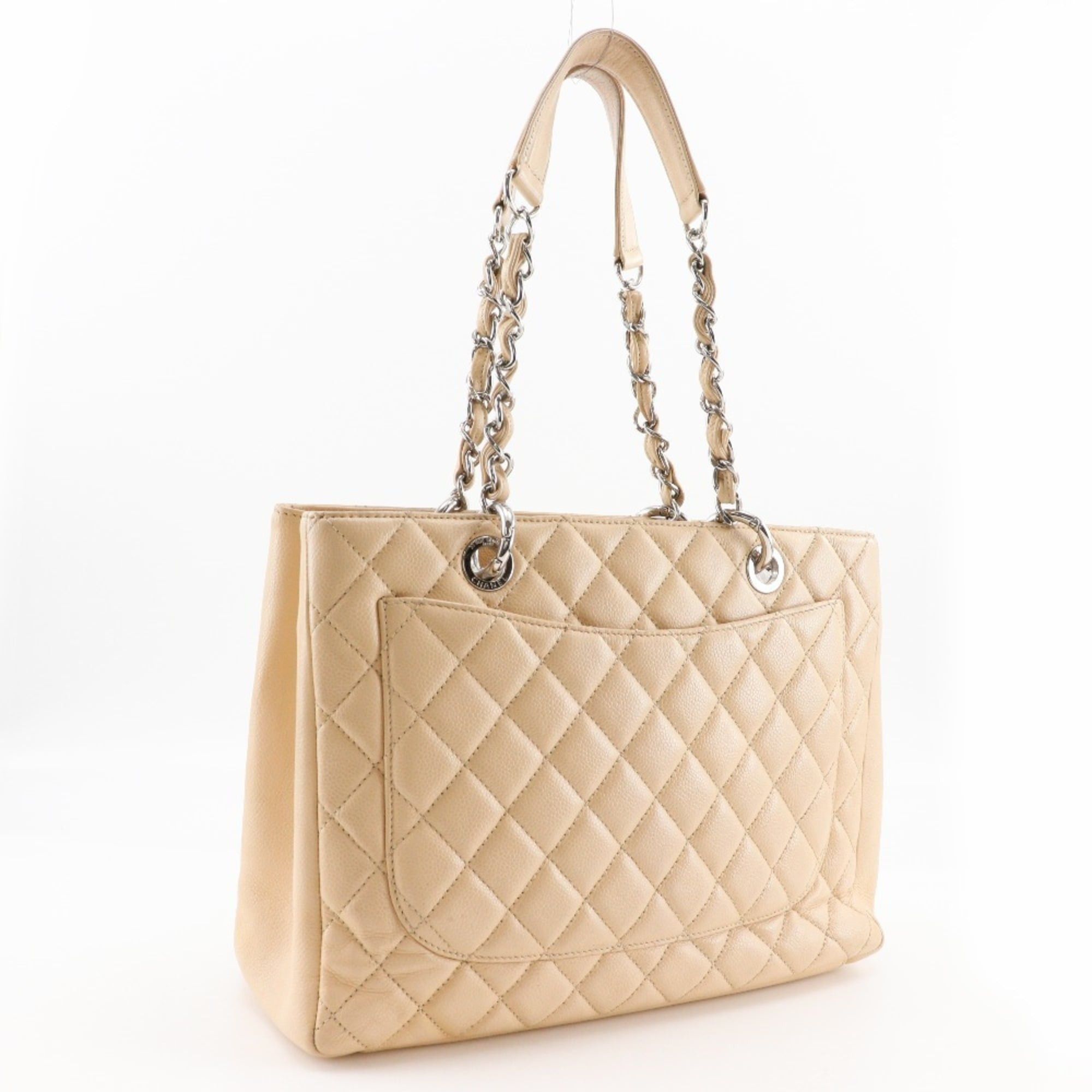 Chanel CHANEL Grand Shopping Tote GST Matelasse Chain A50995, Beige Caviar Skin, A4 Size, Women's Size ONE SIZE - 3 Thumbnail