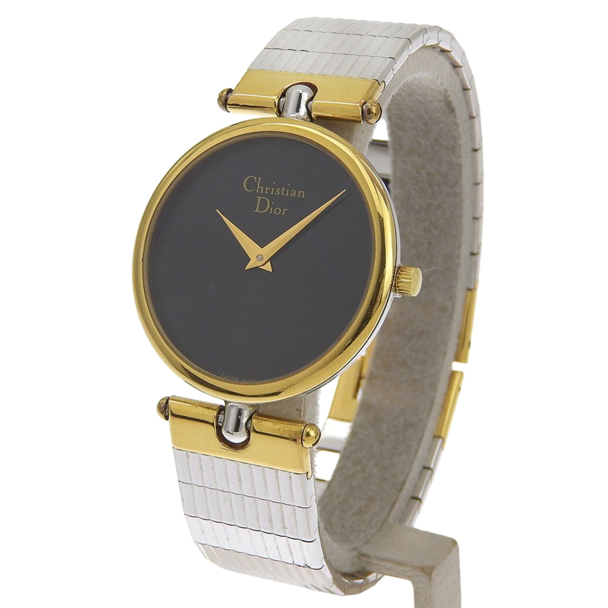 Dior Christian Dior Watch 3026, Stainless Steel with Gold Plated Silver Quartz Movement, Analog Display, Black Dial, Women's Size ONE SIZE - 2 Thumbnail