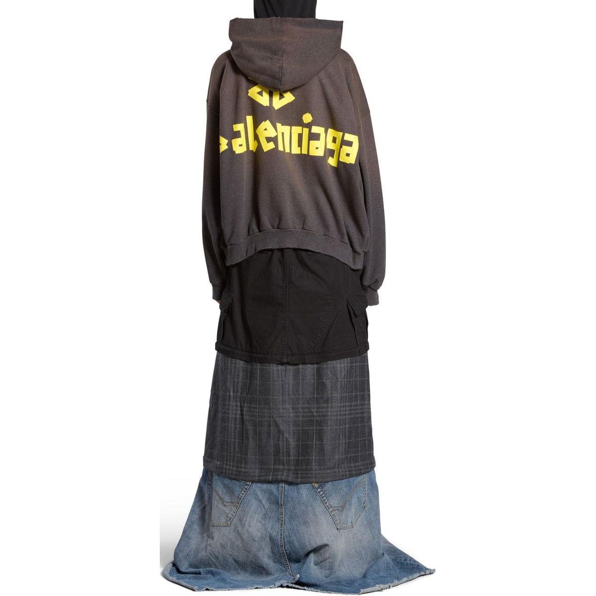 Balenciaga Tape Type Ripped Pocket Hoodie Large Fit 'Dark Grey' Size US S / EU 44-46 / 1 - 4 Thumbnail