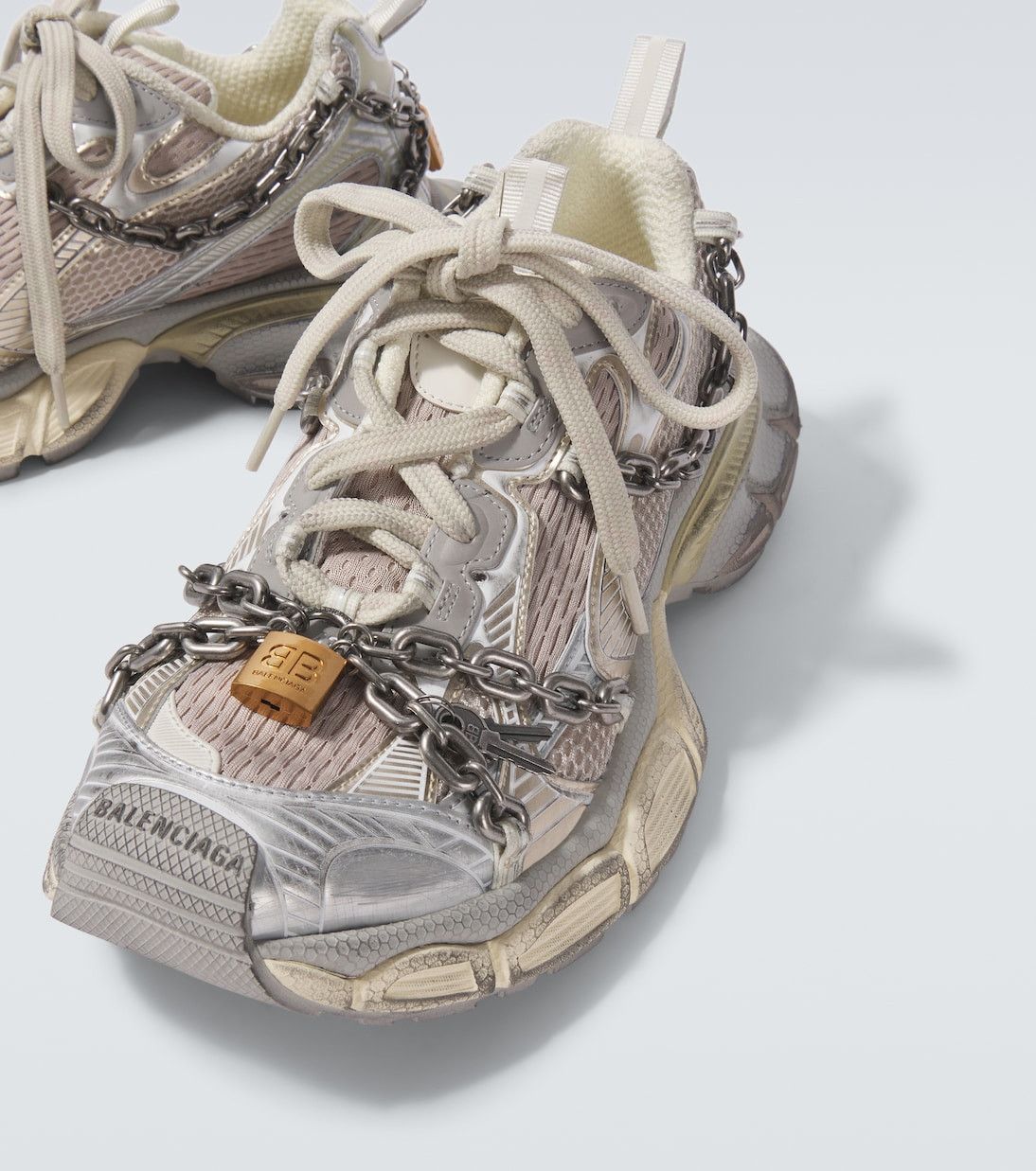 Balenciaga 3XL chain-detail mesh sneakers Size US 13 / EU 46 - 2 Thumbnail