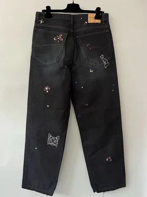 Balenciaga Rhinestone Scribble Baggy Denim Jeans Size US 32 / EU 48 - 3 Thumbnail