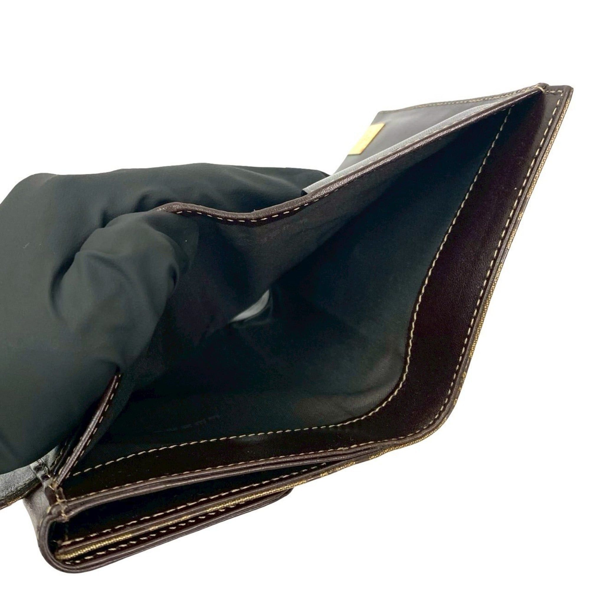 Fendi FENDI Zucchino FF logo leather patent enamel bifold wallet with double snap closure, brown, 37343 Size ONE SIZE - 8 Thumbnail