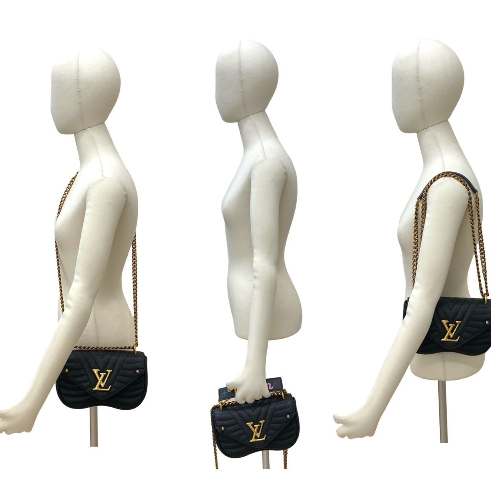 Louis Vuitton LOUIS VUITTON New Wave PM Leather 2-Way Handbag/Chain Shoulder Bag, Black, 43713 Size ONE SIZE - 2 Thumbnail
