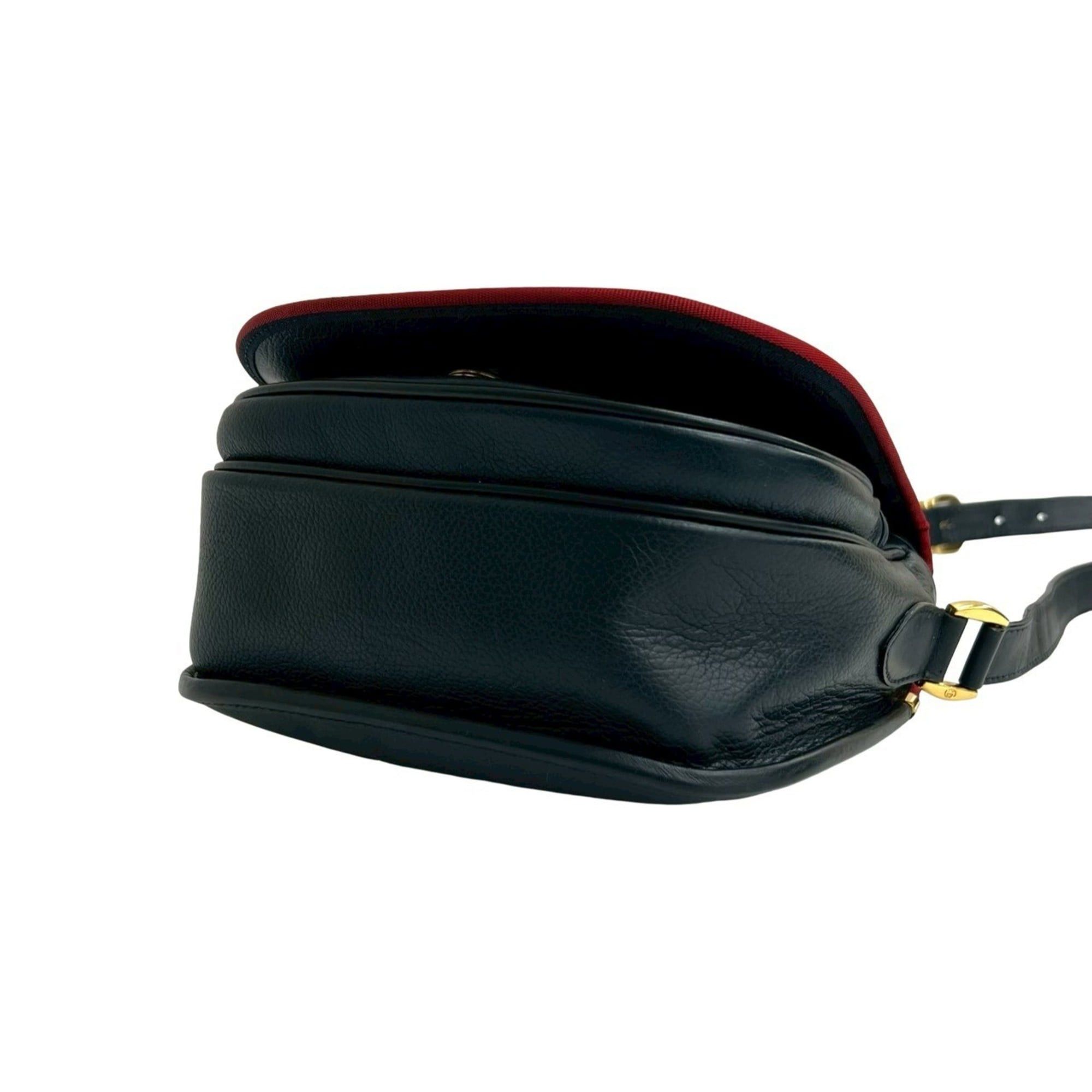 Gucci GUCCI Old Gucci GG Logo Leather Shoulder Bag Pochette Sacoche Navy Red 23188 Size ONE SIZE - 8 Thumbnail