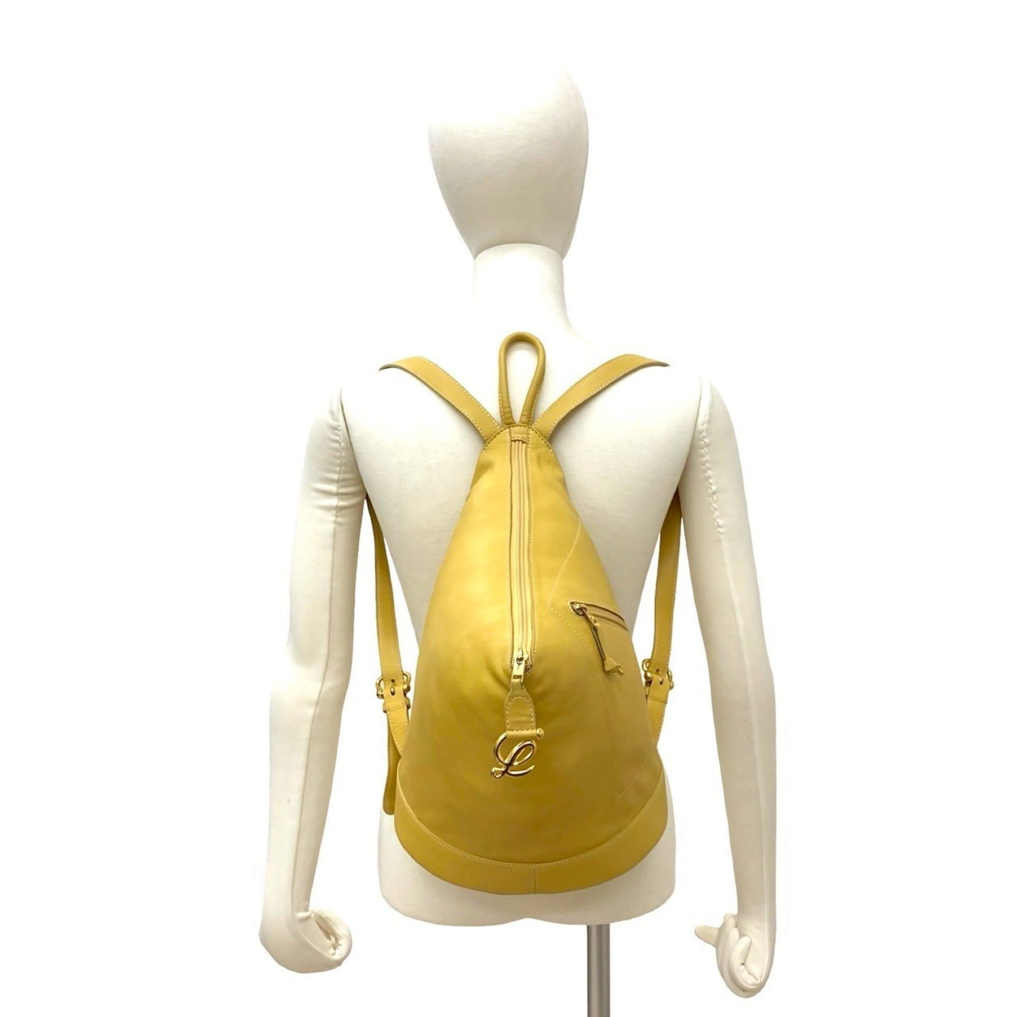 Loewe LOEWE Anagram Logo Leather Backpack Daypack Yellow 05894 Size ONE SIZE - 2 Thumbnail