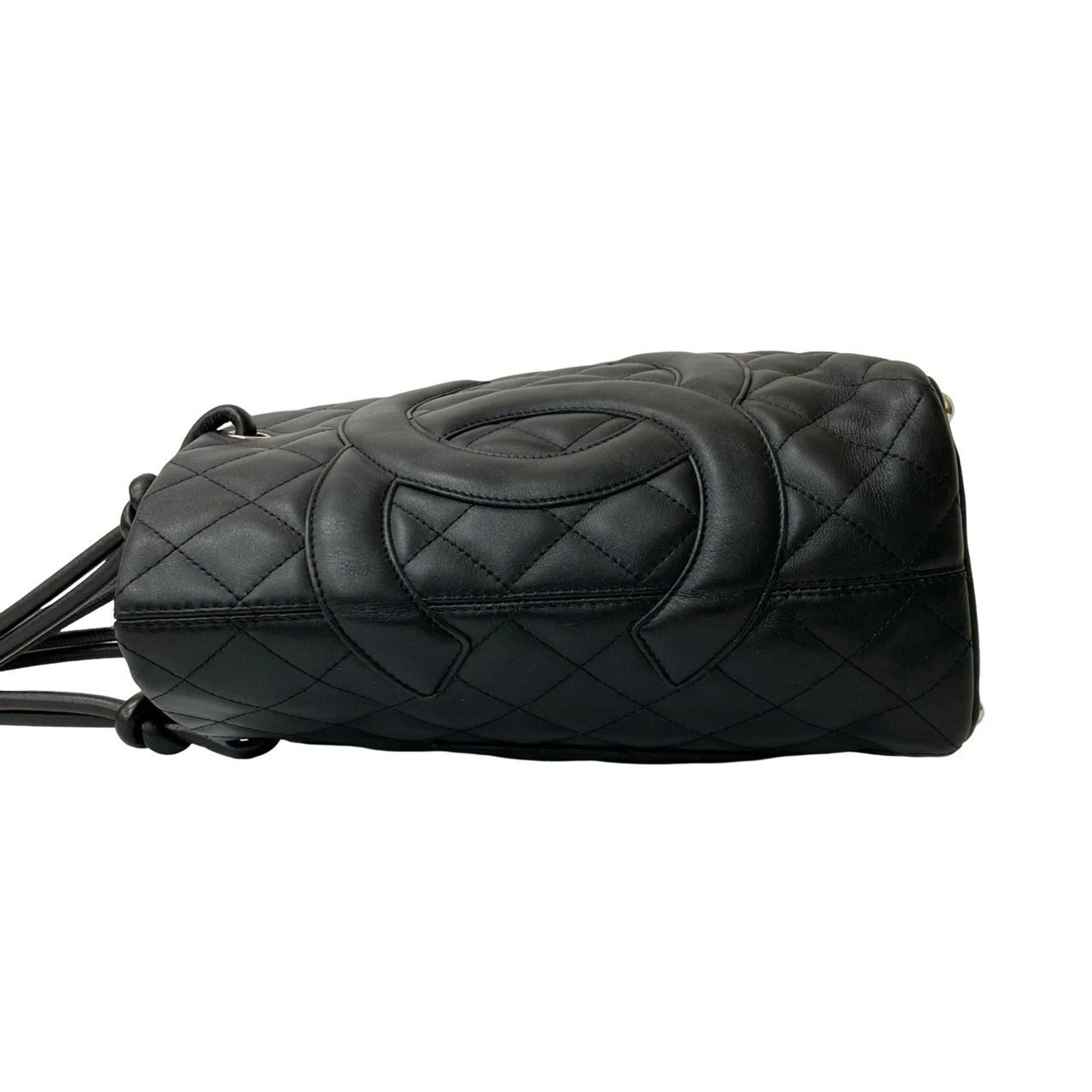 Chanel CHANEL Cambon Line Coco Mark Logo Leather Handbag Mini Tote Bag Black 32938 Size ONE SIZE - 5 Thumbnail