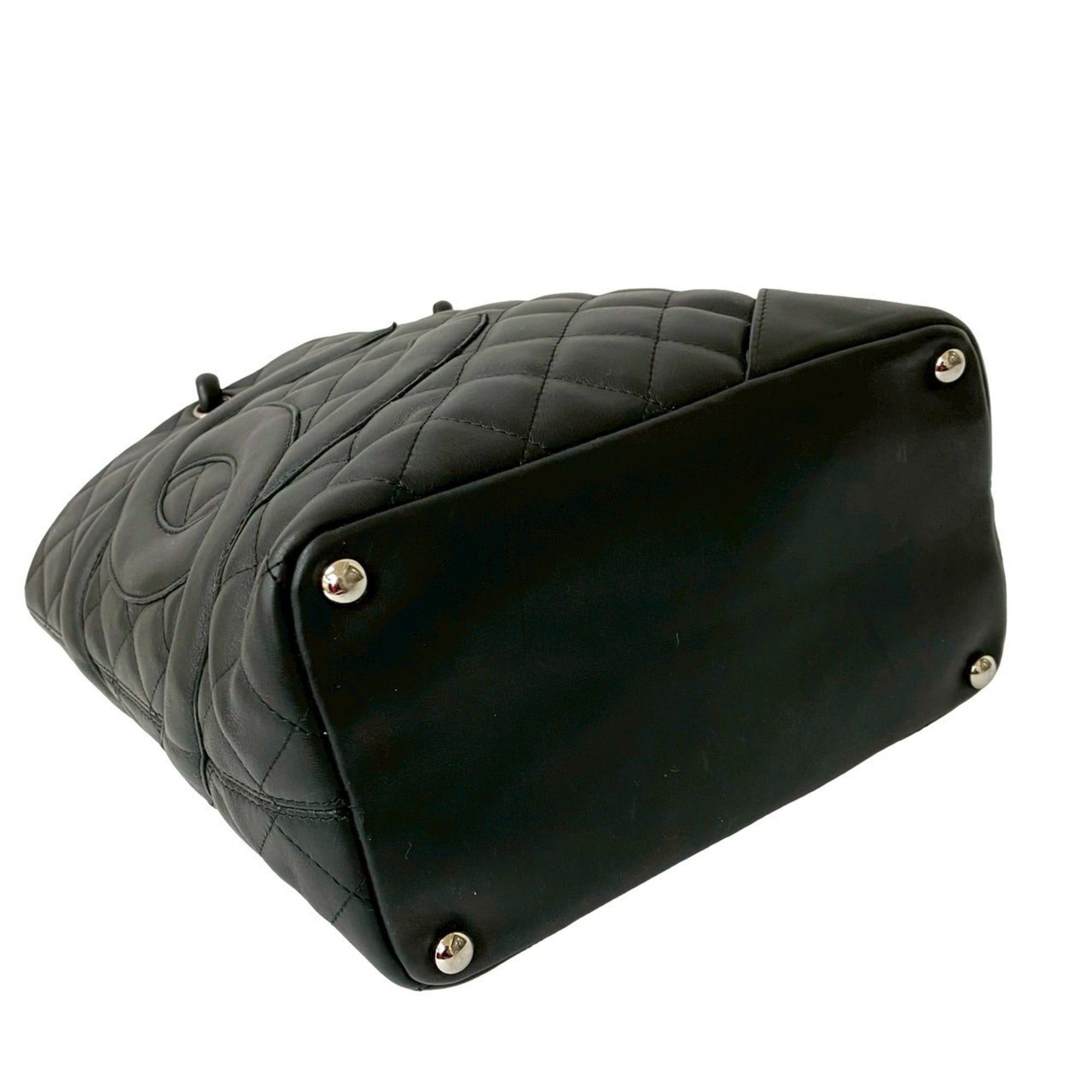 Chanel CHANEL Cambon Line Coco Mark Logo Leather Handbag Mini Tote Bag Black 32938 Size ONE SIZE - 7 Thumbnail