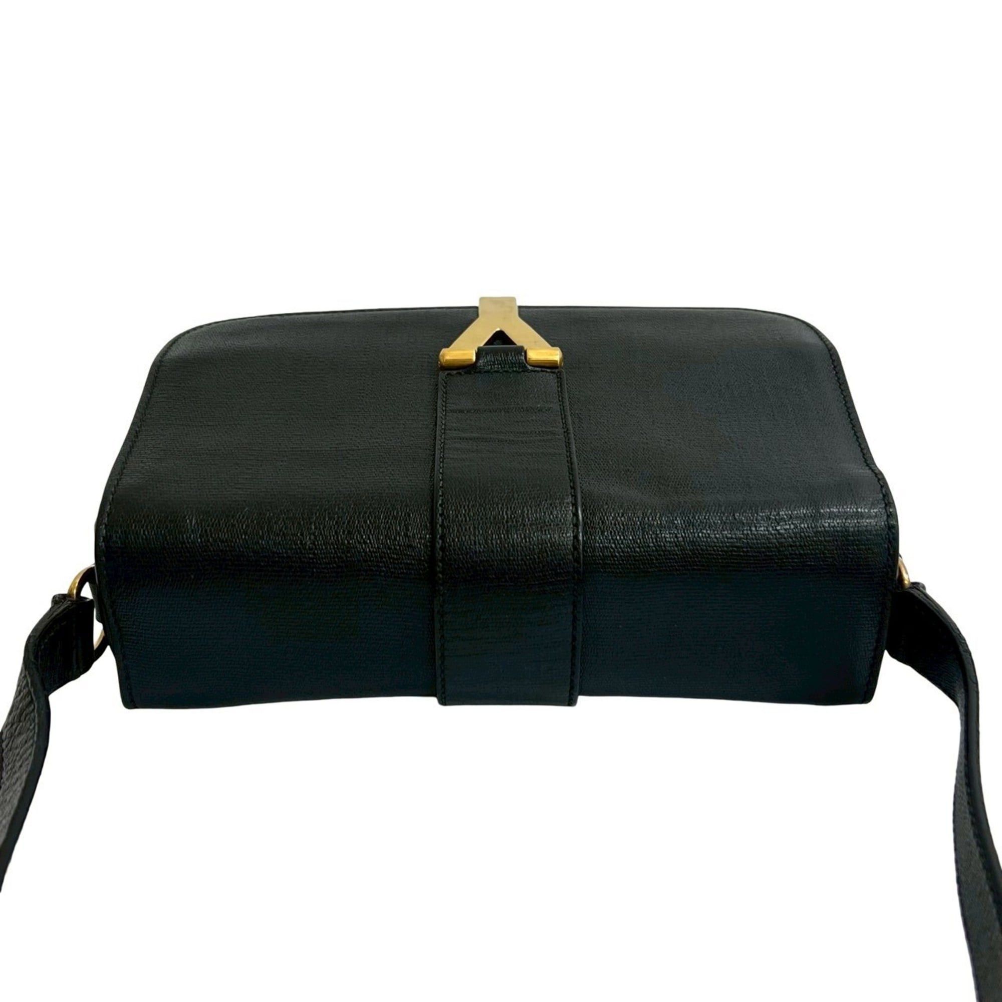 Yves Saint Laurent YVES SAINT LAURENT Logo Leather Shoulder Bag Pochette Black 11444 Size ONE SIZE - 4 Thumbnail