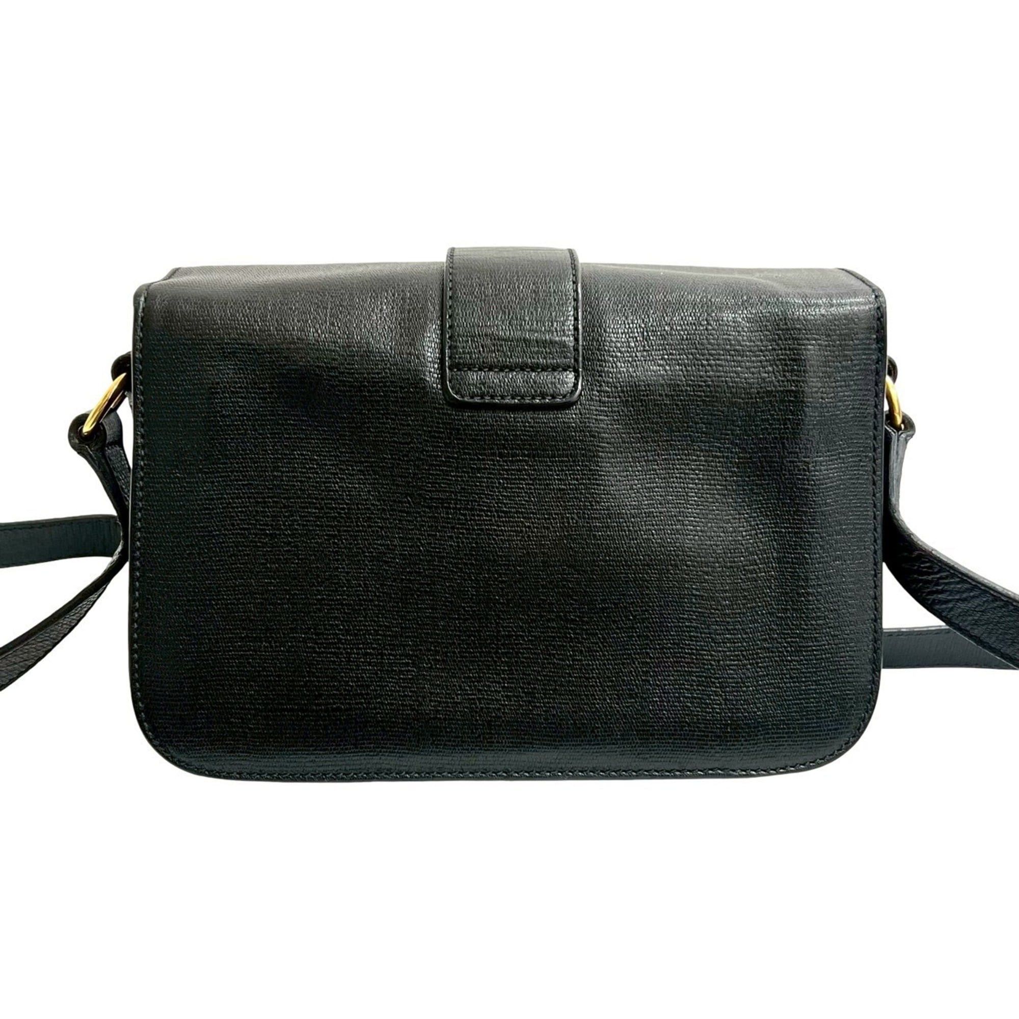 Yves Saint Laurent YVES SAINT LAURENT Logo Leather Shoulder Bag Pochette Black 11444 Size ONE SIZE - 3 Thumbnail