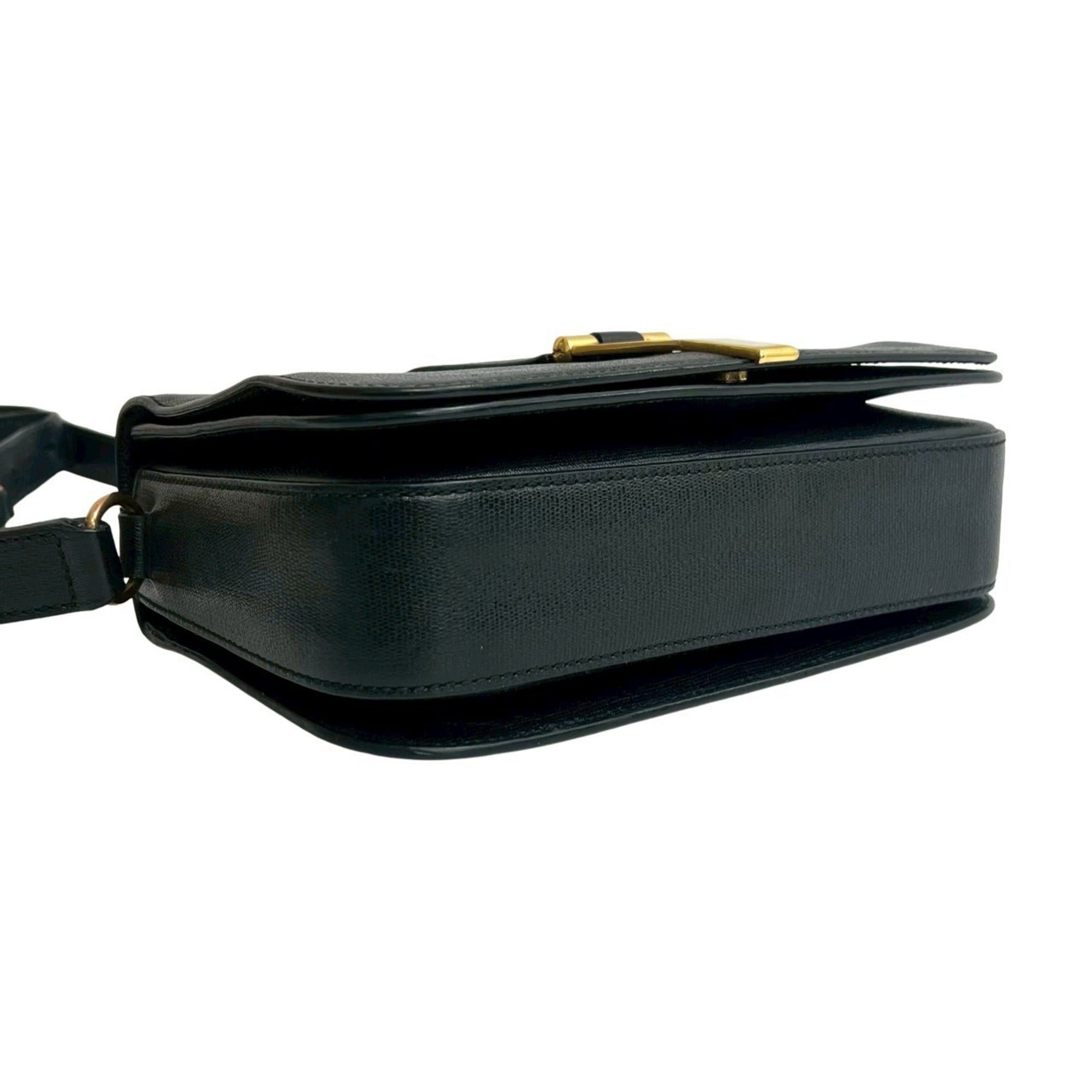 Yves Saint Laurent YVES SAINT LAURENT Logo Leather Shoulder Bag Pochette Black 11444 Size ONE SIZE - 7 Thumbnail