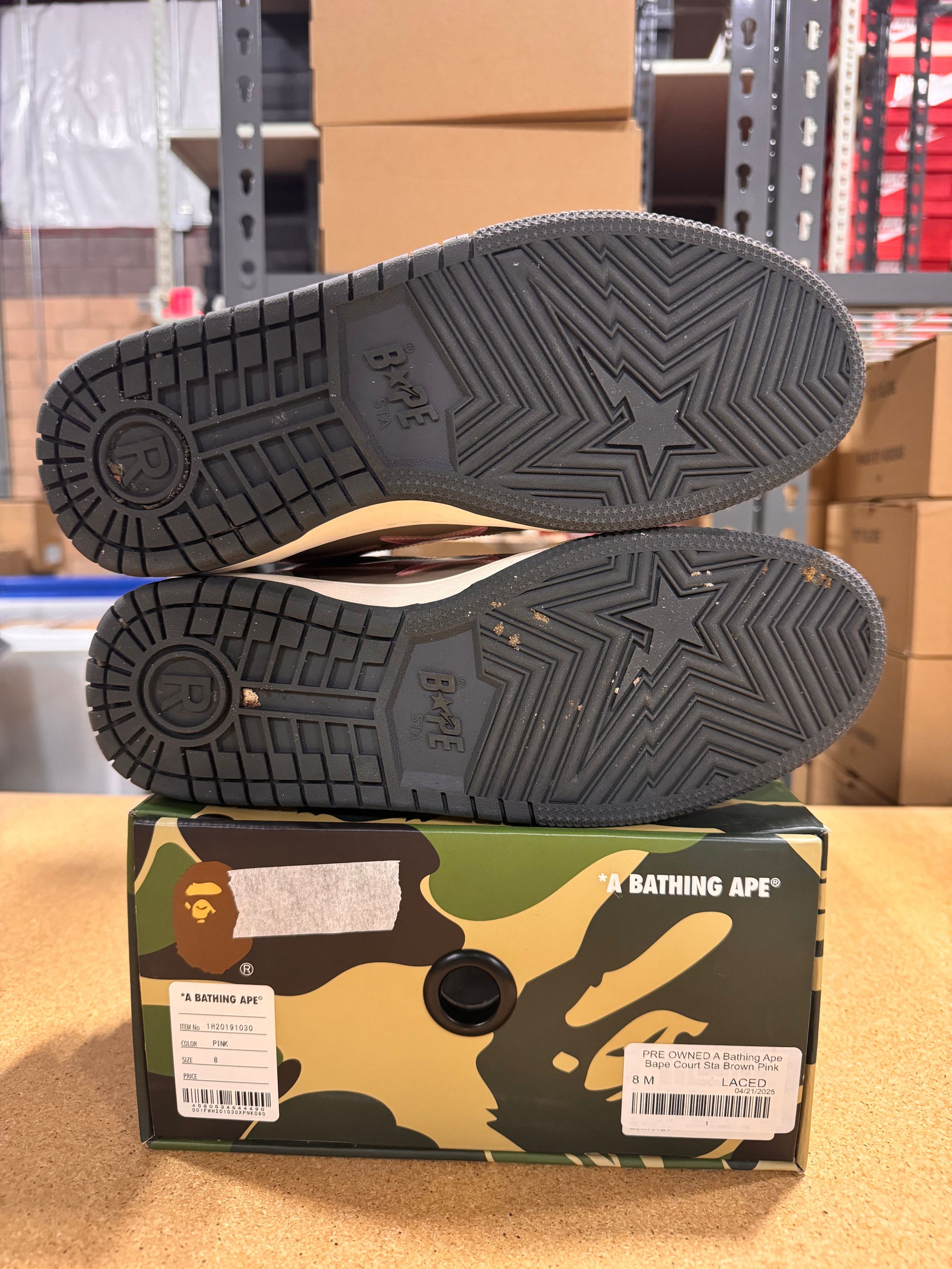 Other PRE OWNED A Bathing Ape Bape Court Sta Brown Pink Size US 8 / EU 41 - 5 Thumbnail