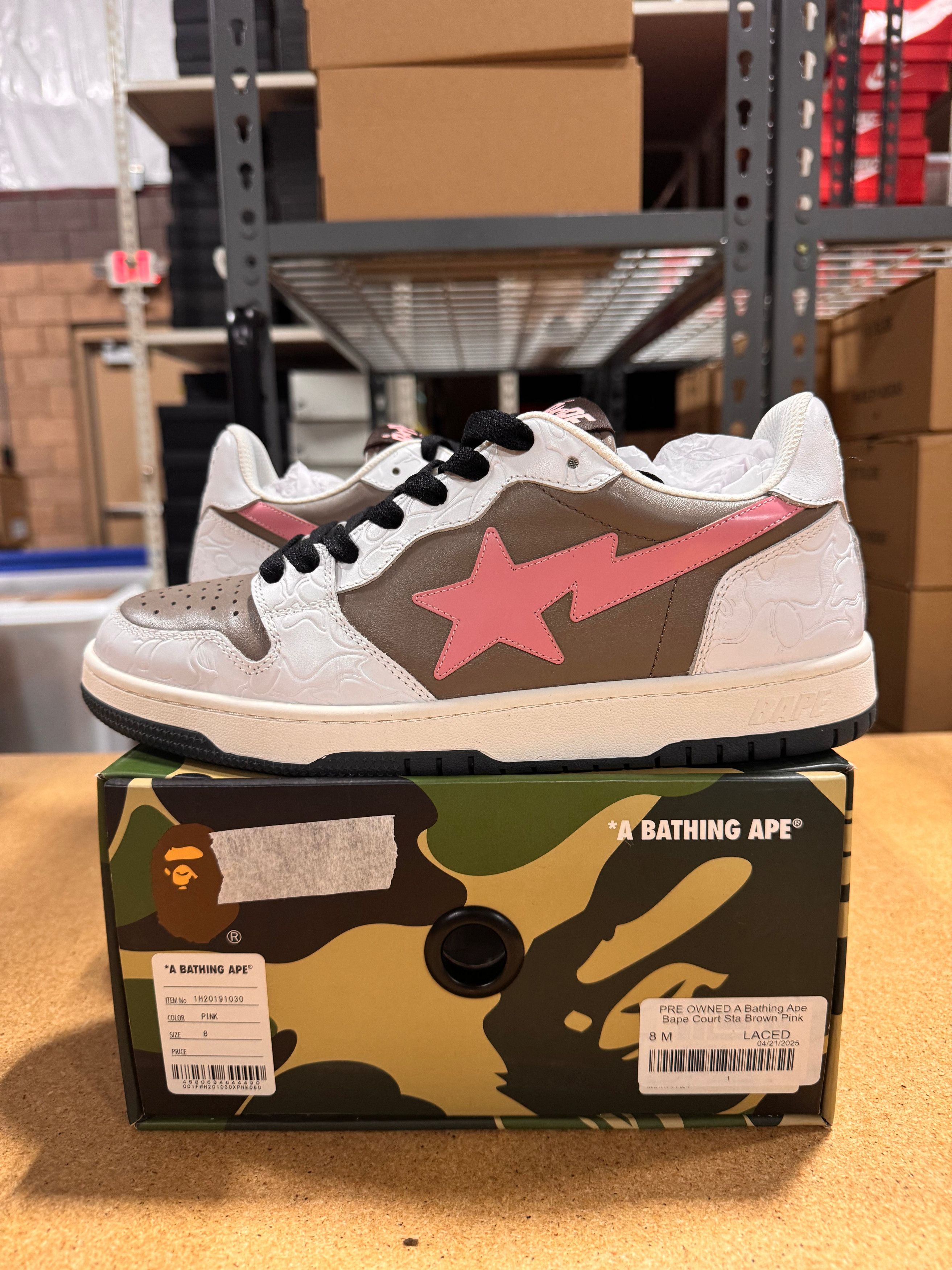Other PRE OWNED A Bathing Ape Bape Court Sta Brown Pink Size US 8 / EU 41 - 2 Thumbnail