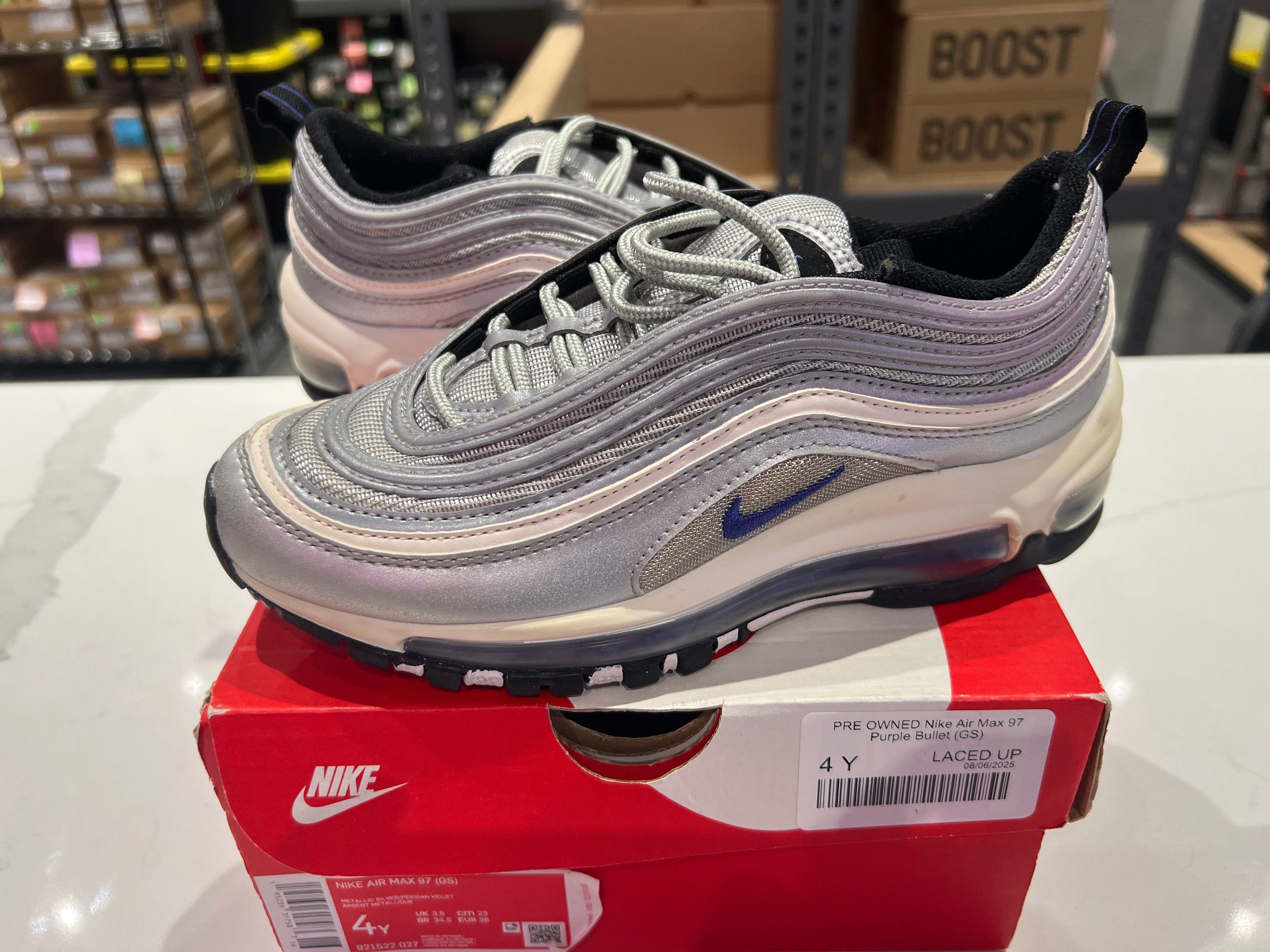 Nike PRE OWNED Air Max 97 Purple Bullet (GS) Size US 5 / EU 37 - 2 Thumbnail