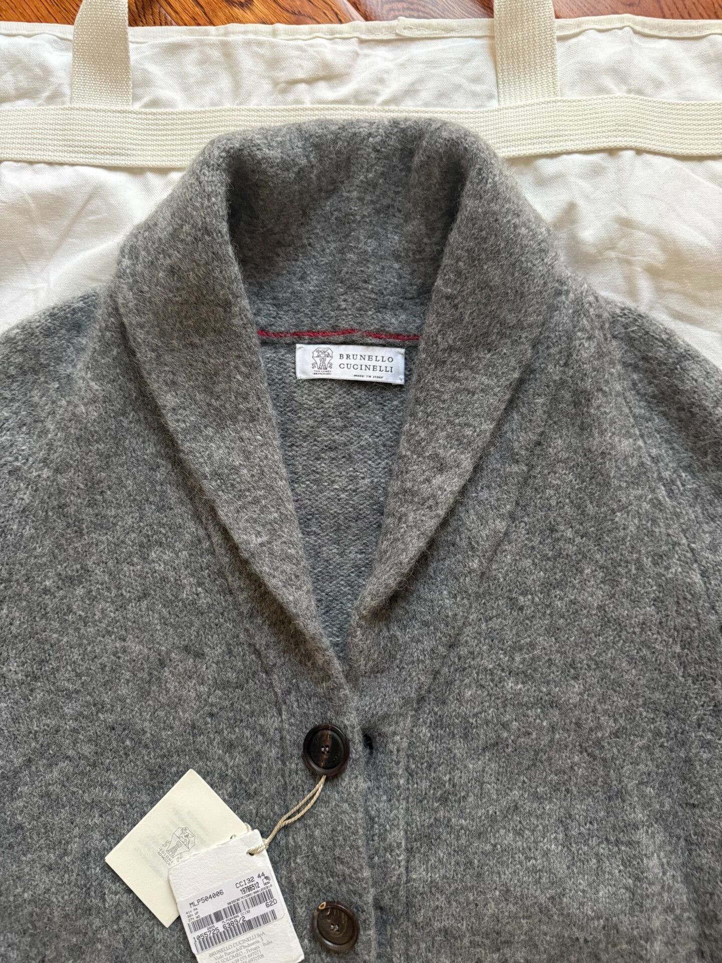 Brunello Cucinelli Brunello Cucinelli Men's Warm Gray Alpaca Cardigan Size US S / EU 44-46 / 1 - 3 Thumbnail