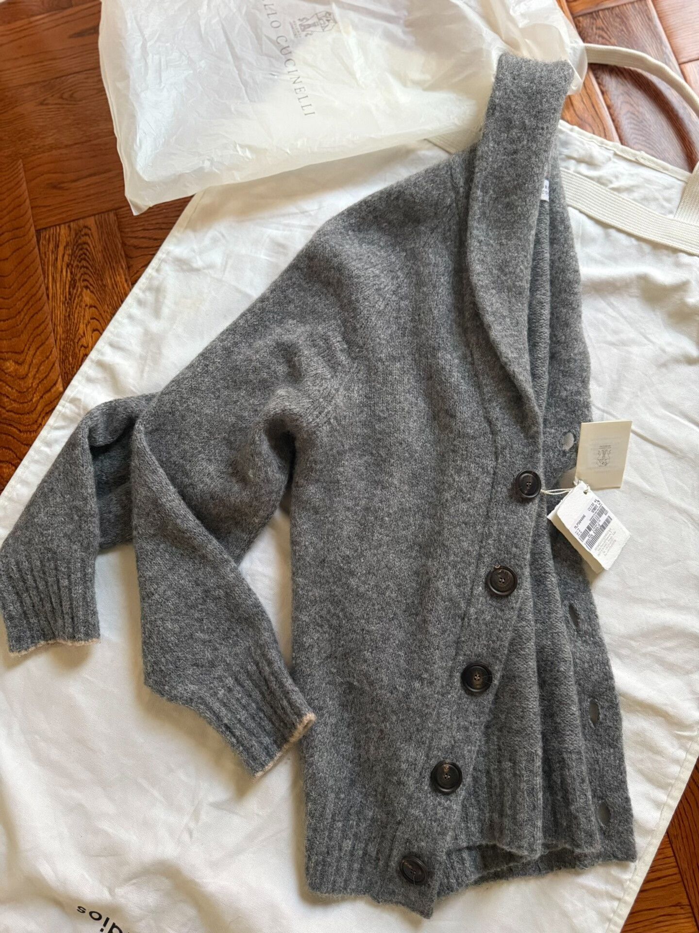 Brunello Cucinelli Brunello Cucinelli Men's Warm Gray Alpaca Cardigan Size US S / EU 44-46 / 1 - 5 Thumbnail
