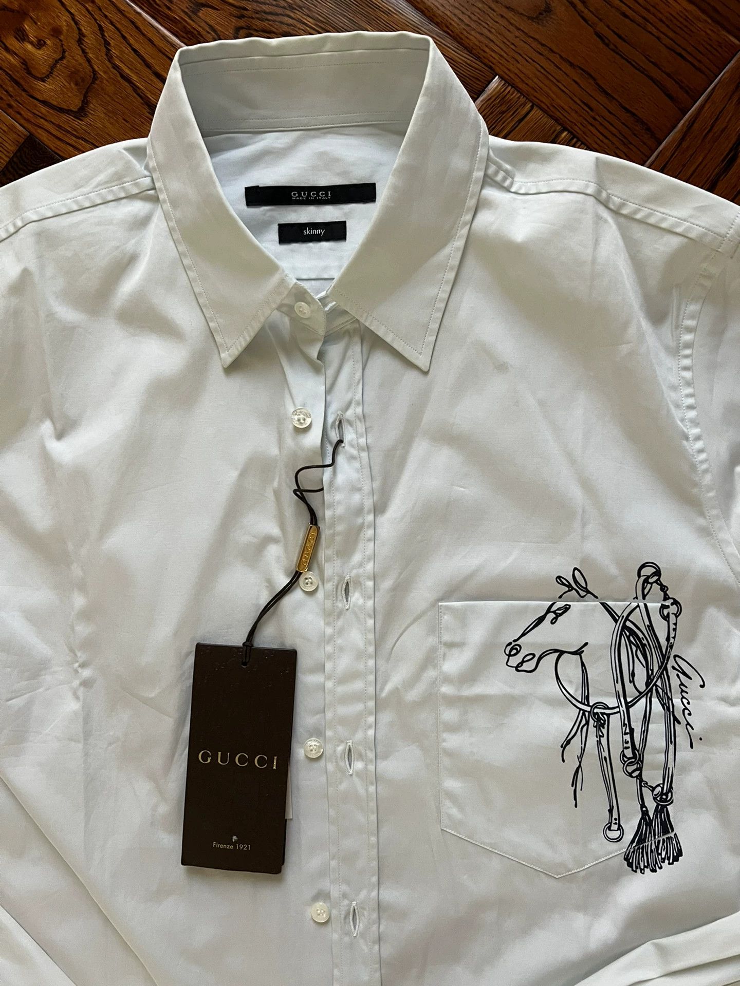 Gucci Gucci Men's Slim Fit Macaron Shirt Size US S / EU 44-46 / 1 - 6 Thumbnail