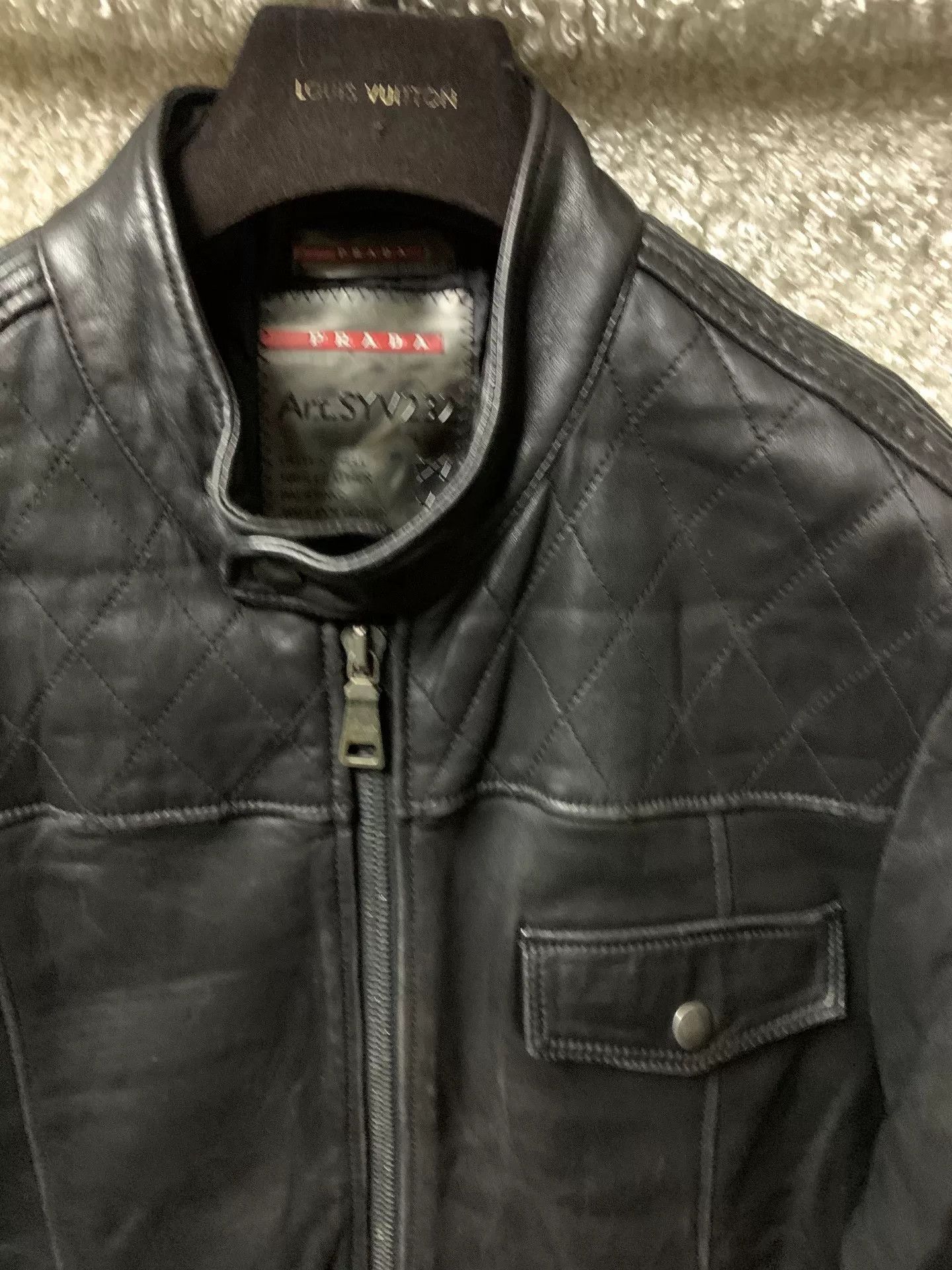Prada Prada Men's Casual Motorcycle Leather Jacket Size US M / EU 48-50 / 2 - 3 Thumbnail