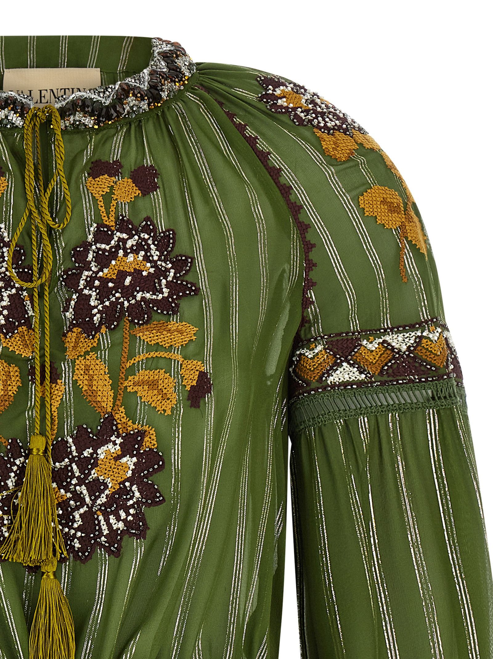 Valentino Valentino Garavani Embroidered Lurex Silk Shirt Size M / US 6-8 / IT 42-44 - 3 Thumbnail