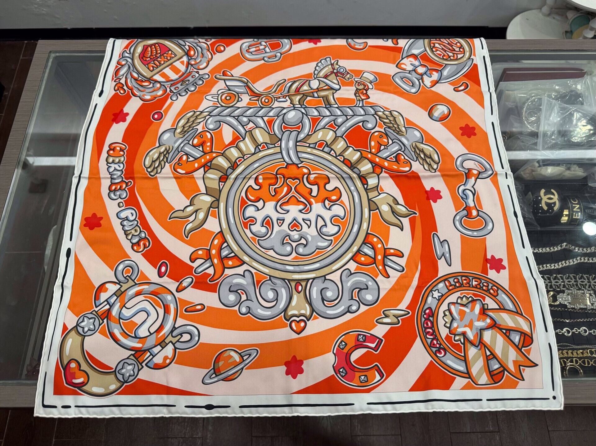 Hermes Hermes Orange Pegasus Logo Silk Scarf Size ONE SIZE - 4 Thumbnail