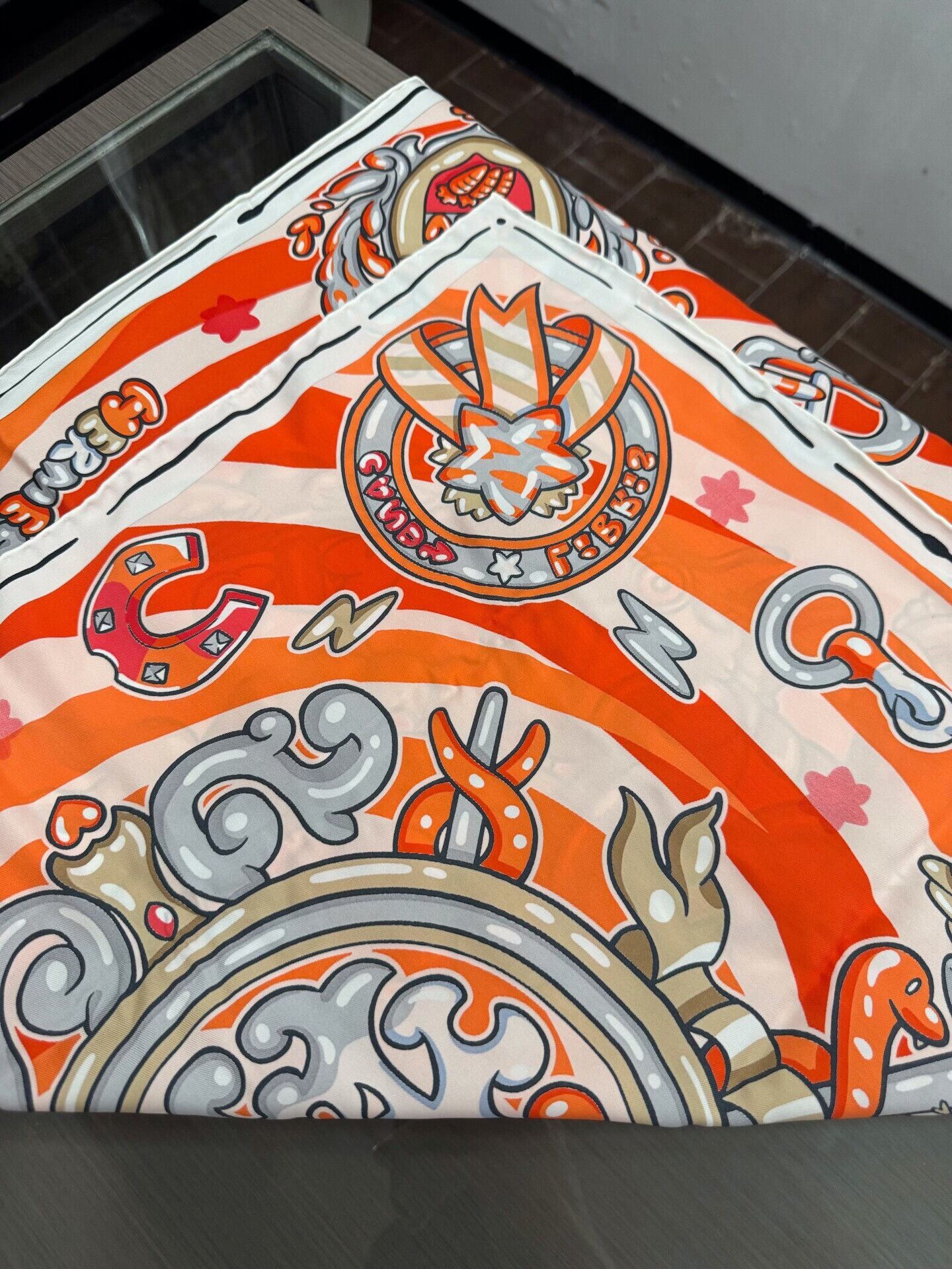 Hermes Hermes Orange Pegasus Logo Silk Scarf Size ONE SIZE - 5 Thumbnail