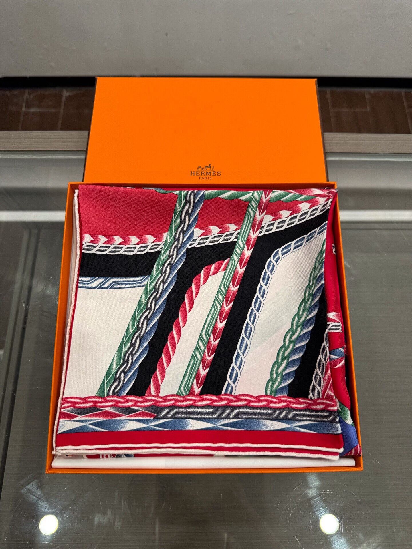Hermes Hermes Red Horse Head Silk Scarf Size ONE SIZE - 2 Thumbnail