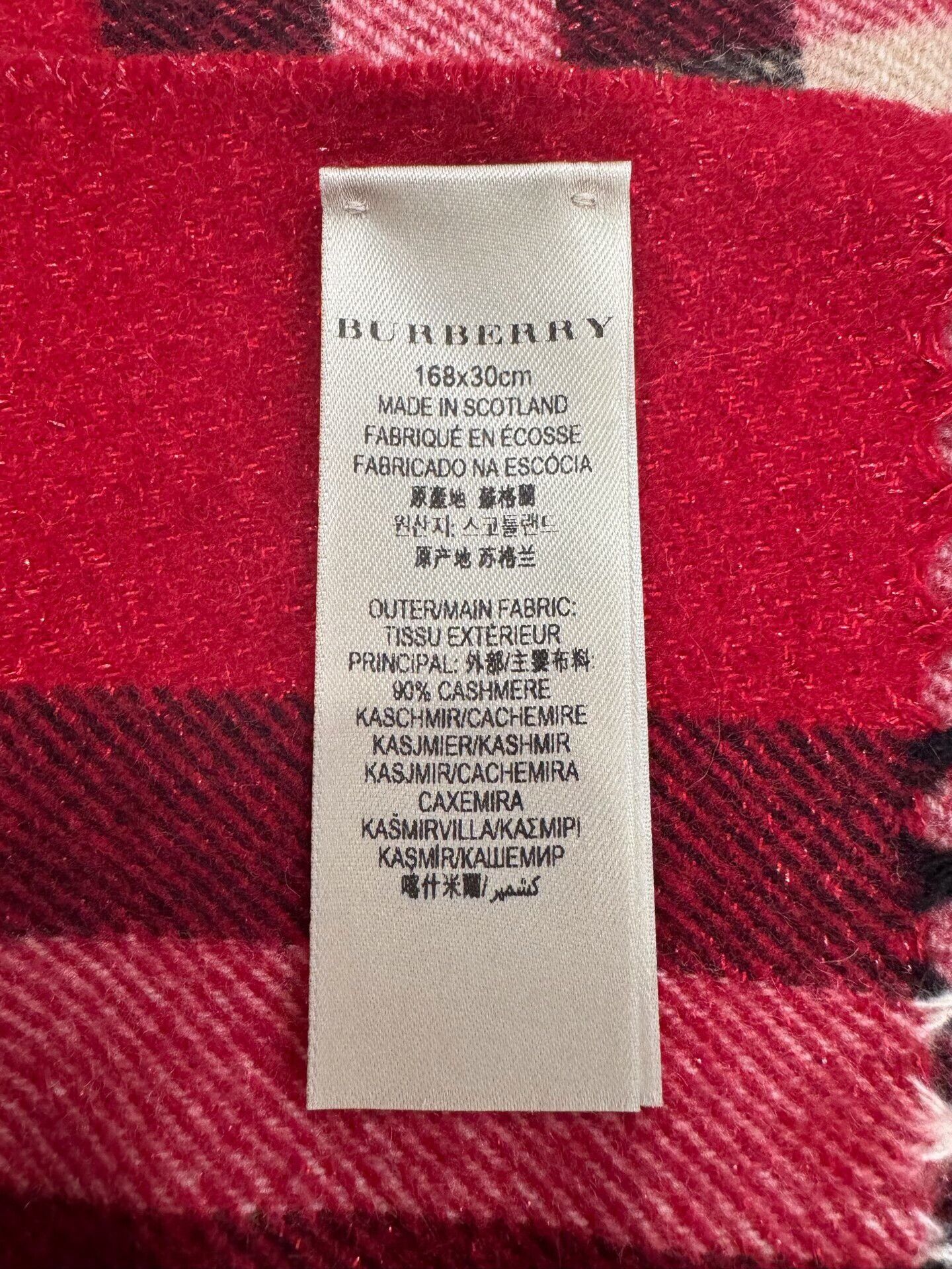 Burberry Burberry Red Plaid Cashmere Scarf Size ONE SIZE - 8 Thumbnail