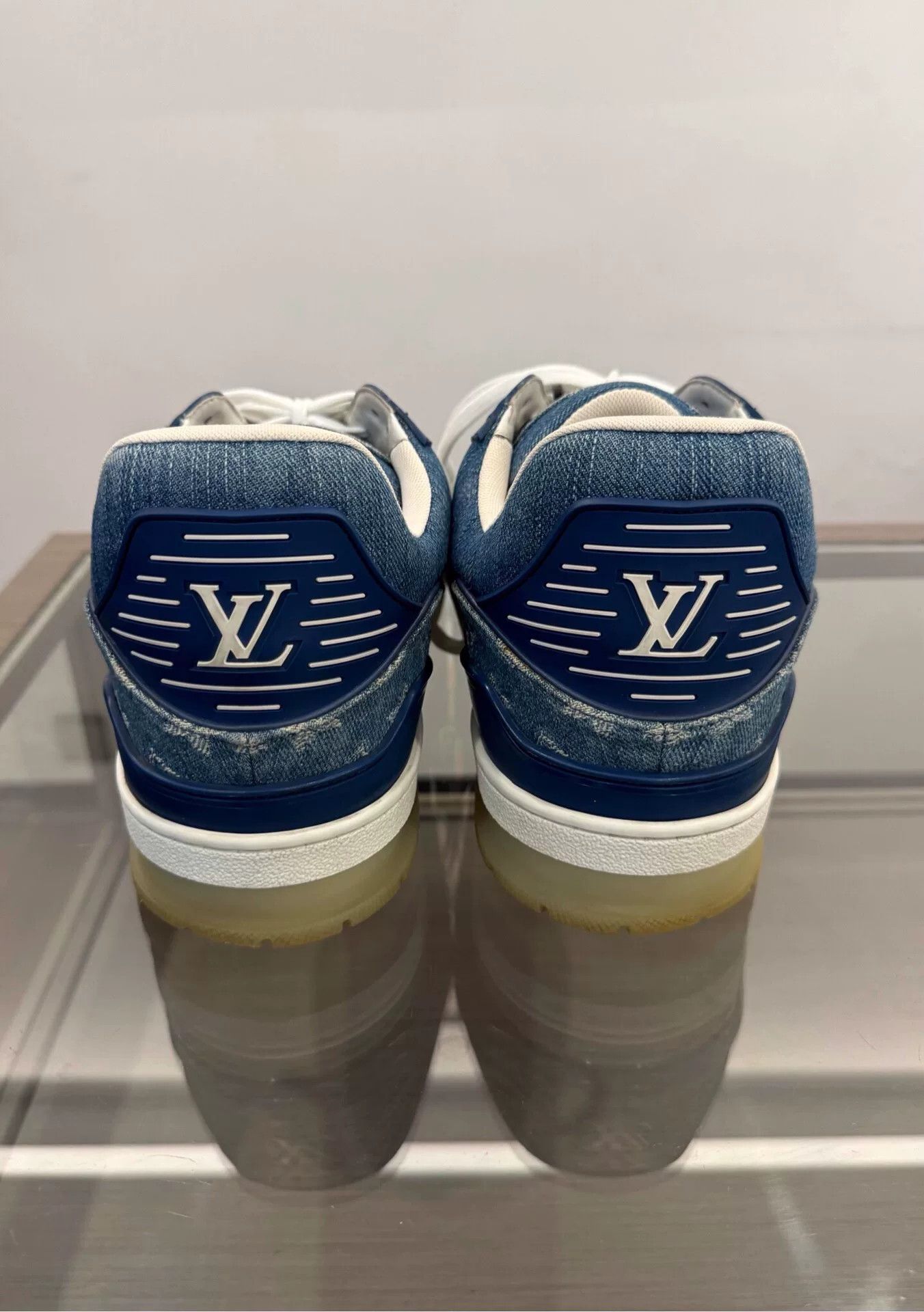 Louis Vuitton Louis Vuitton Blue Denim Monogram Trainer Sneakers Size US 12 / EU 45 - 5 Thumbnail