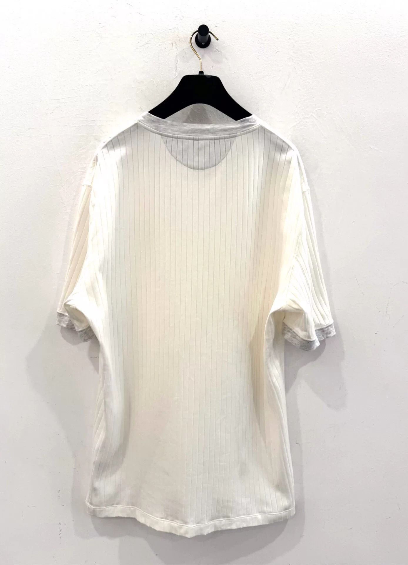 Brunello Cucinelli Brunello Cucinelli Men's White Badge Logo Ribbed Tee Size US M / EU 48-50 / 2 - 3 Thumbnail
