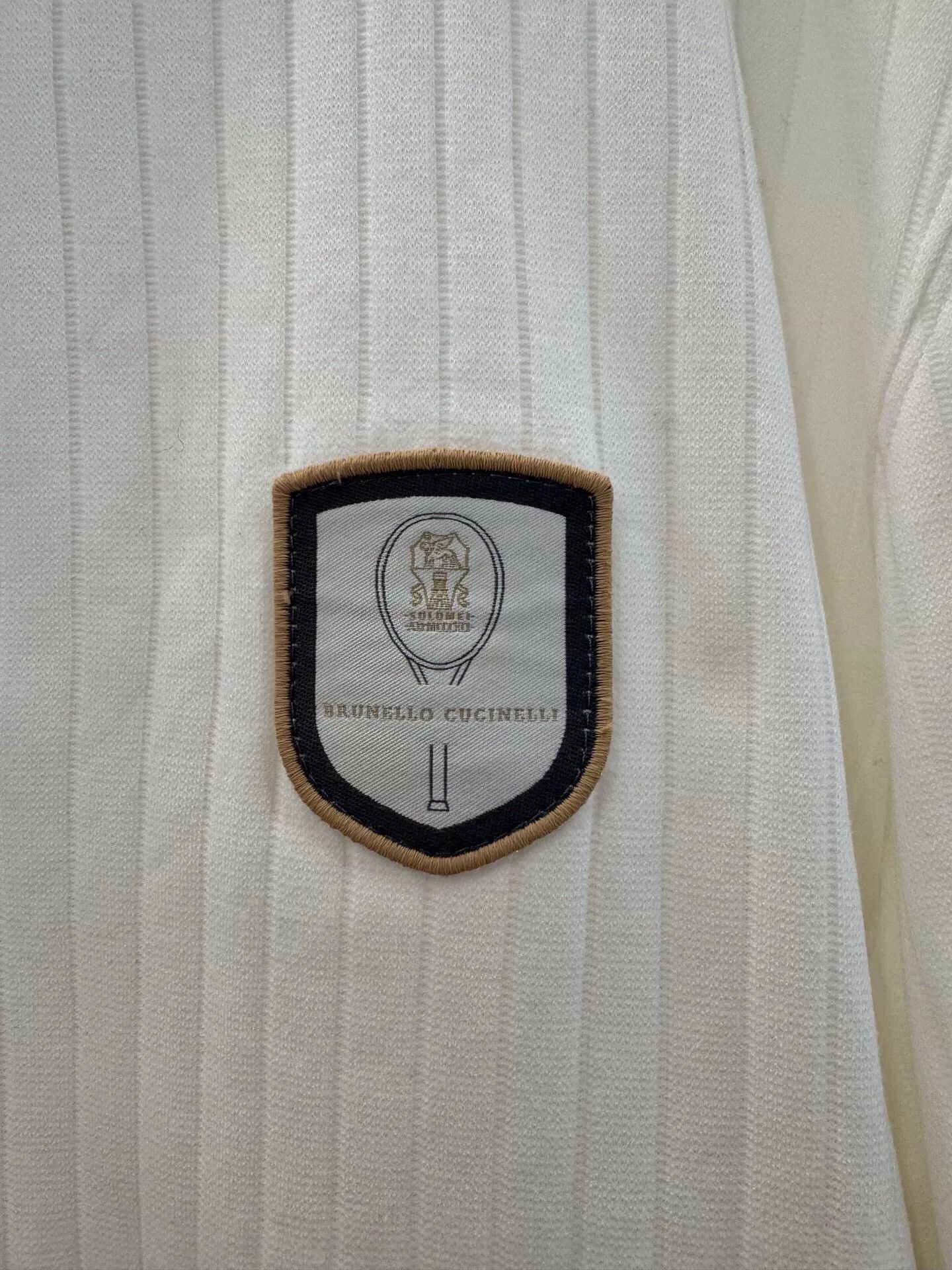 Brunello Cucinelli Brunello Cucinelli Men's White Badge Logo Ribbed Tee Size US M / EU 48-50 / 2 - 4 Thumbnail