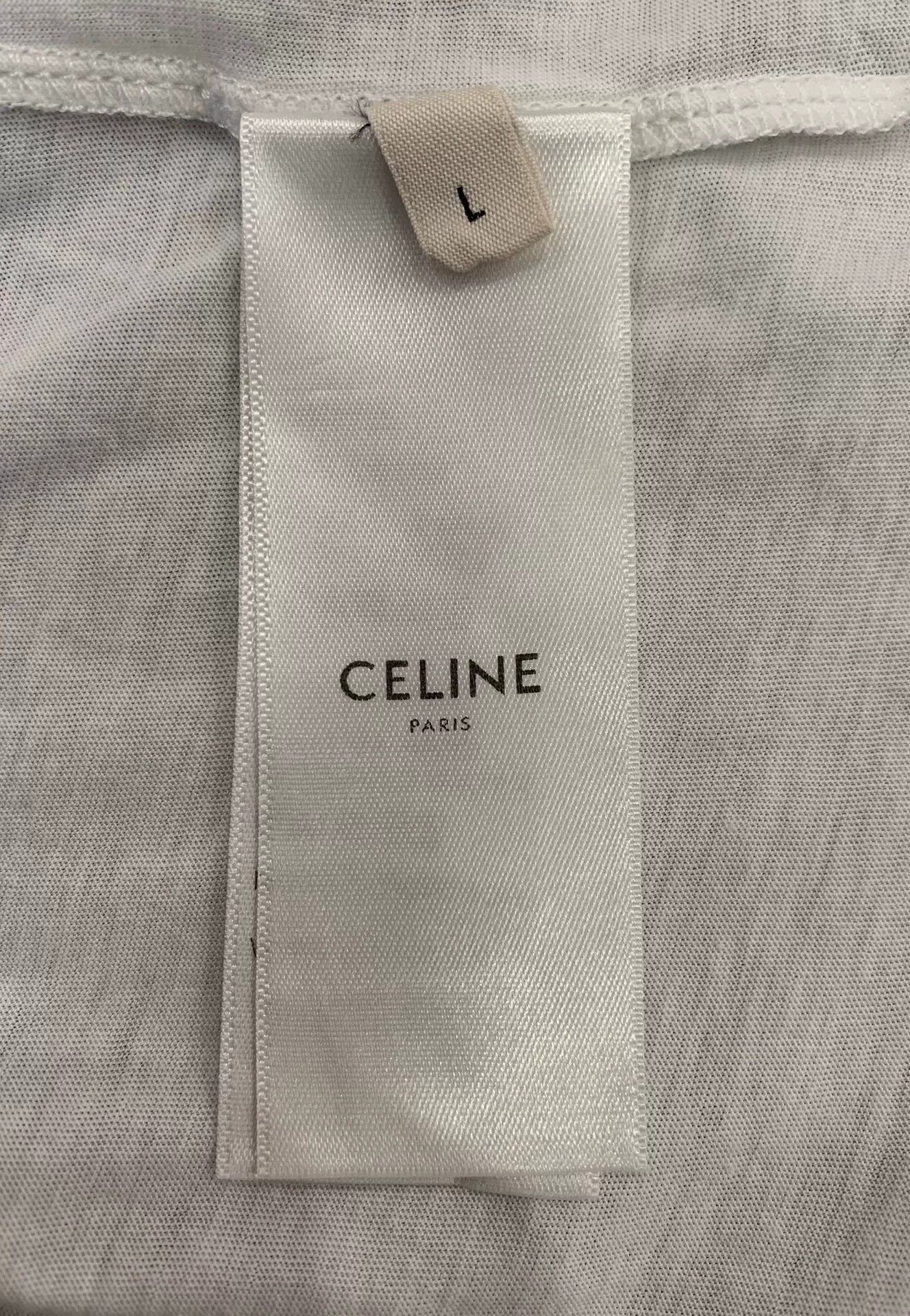 Celine Celine Black Logo White Short-Sleeve Tee L Size L / US 10 / IT 46 - 6 Thumbnail