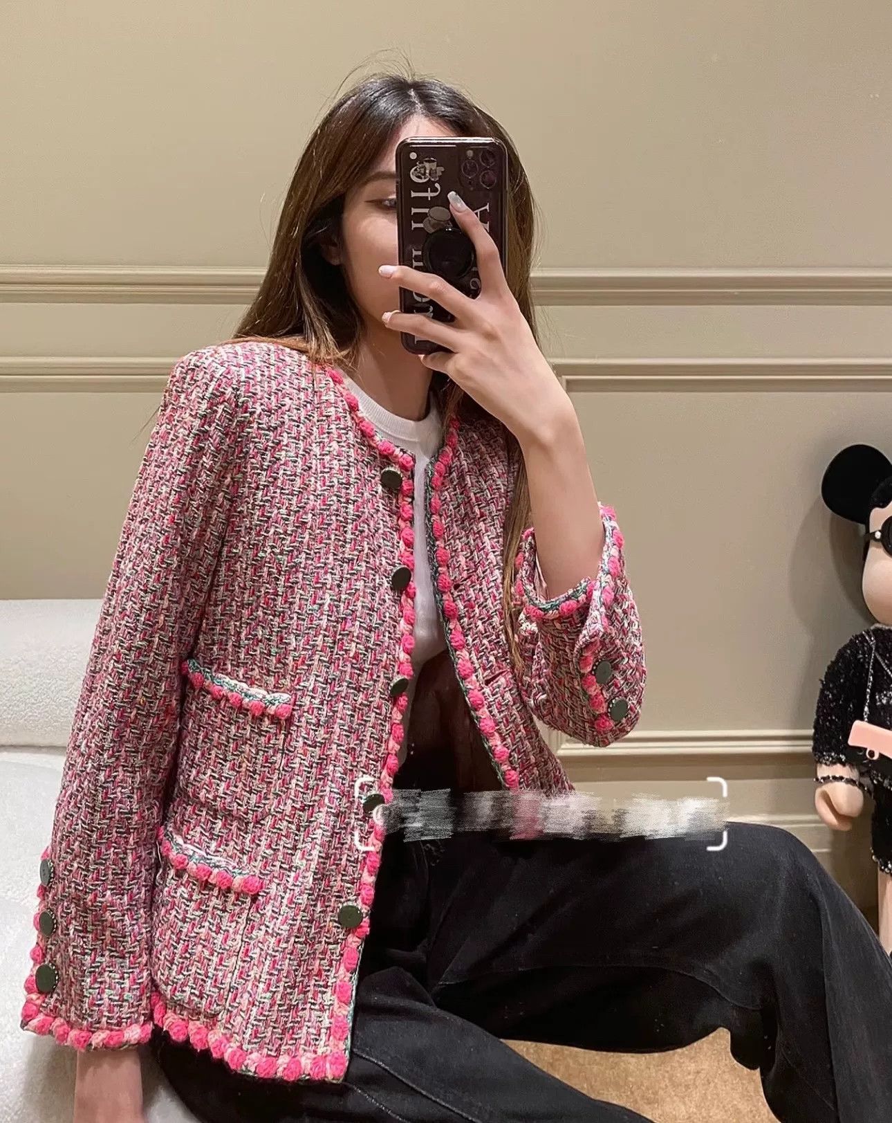 Chanel Chanel Pink Tweed Woven Jacket Size XXS / US 00 / IT 34 - 2 Thumbnail