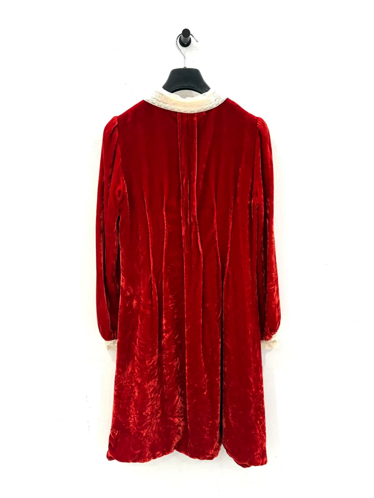 Dior Dior Red Velvet White Lace Women's Dress Size XXS / US 00 / IT 34 - 3 Thumbnail