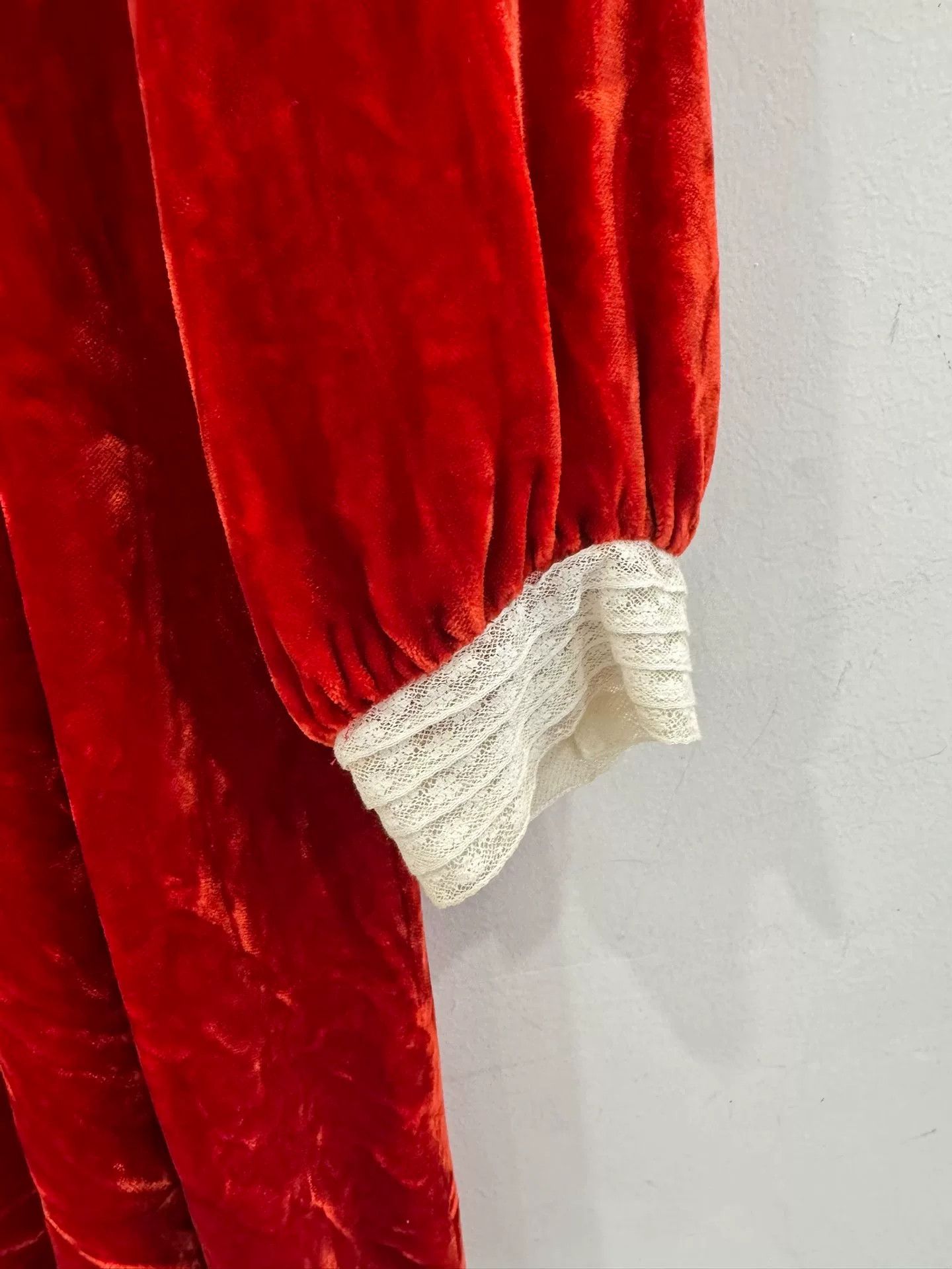 Dior Dior Red Velvet White Lace Women's Dress Size XXS / US 00 / IT 34 - 4 Thumbnail