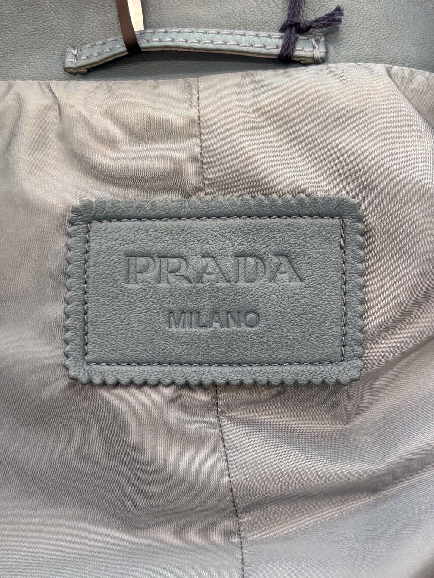 Prada Prada Men's Blue Lambskin Leather Jacket Size US M / EU 48-50 / 2 - 5 Thumbnail