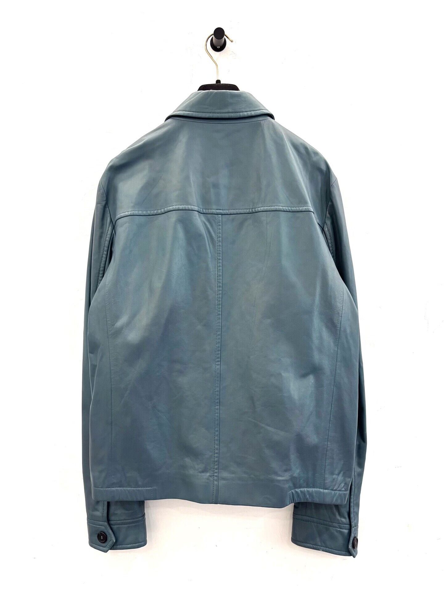 Prada Prada Men's Blue Lambskin Leather Jacket Size US M / EU 48-50 / 2 - 2 Thumbnail