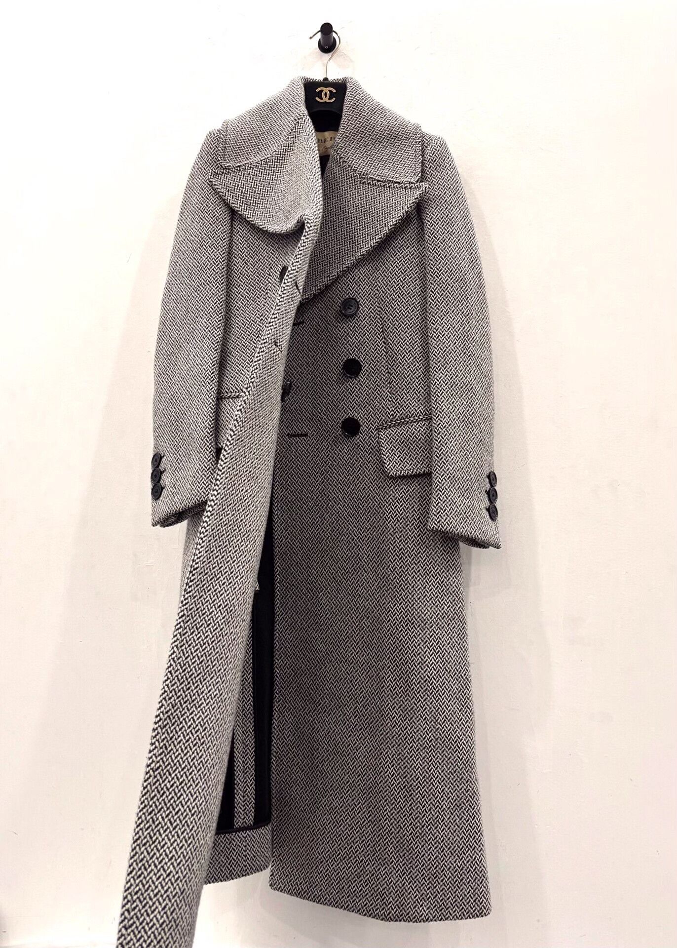 Burberry Burberry London Black White Houndstooth Wool Trench Coat Size XXS / US 00 / IT 34 - 4 Thumbnail