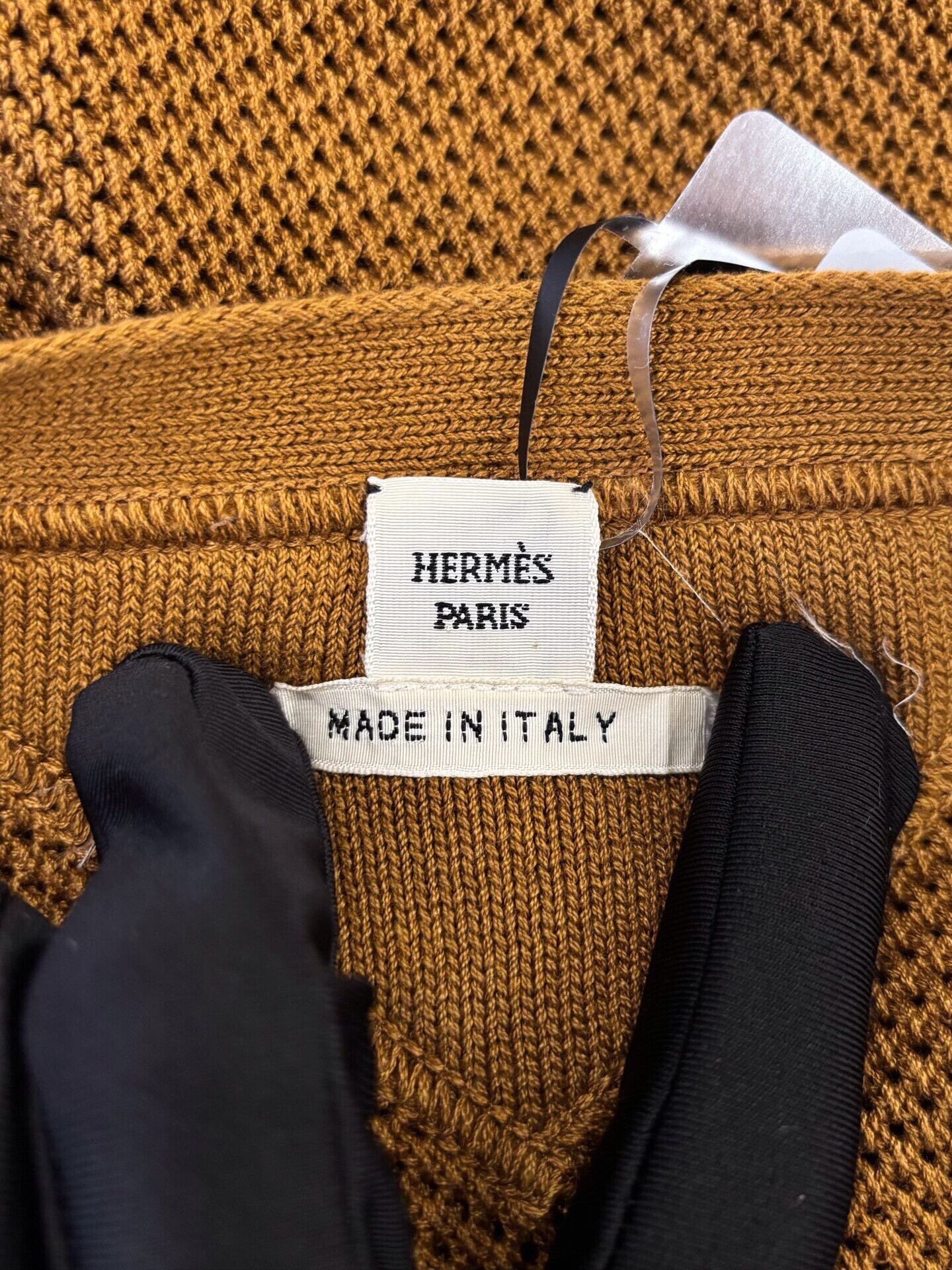 Hermes Hermes Brown Mesh Stripe Logo Tee Size S / US 4 / IT 40 - 4 Thumbnail