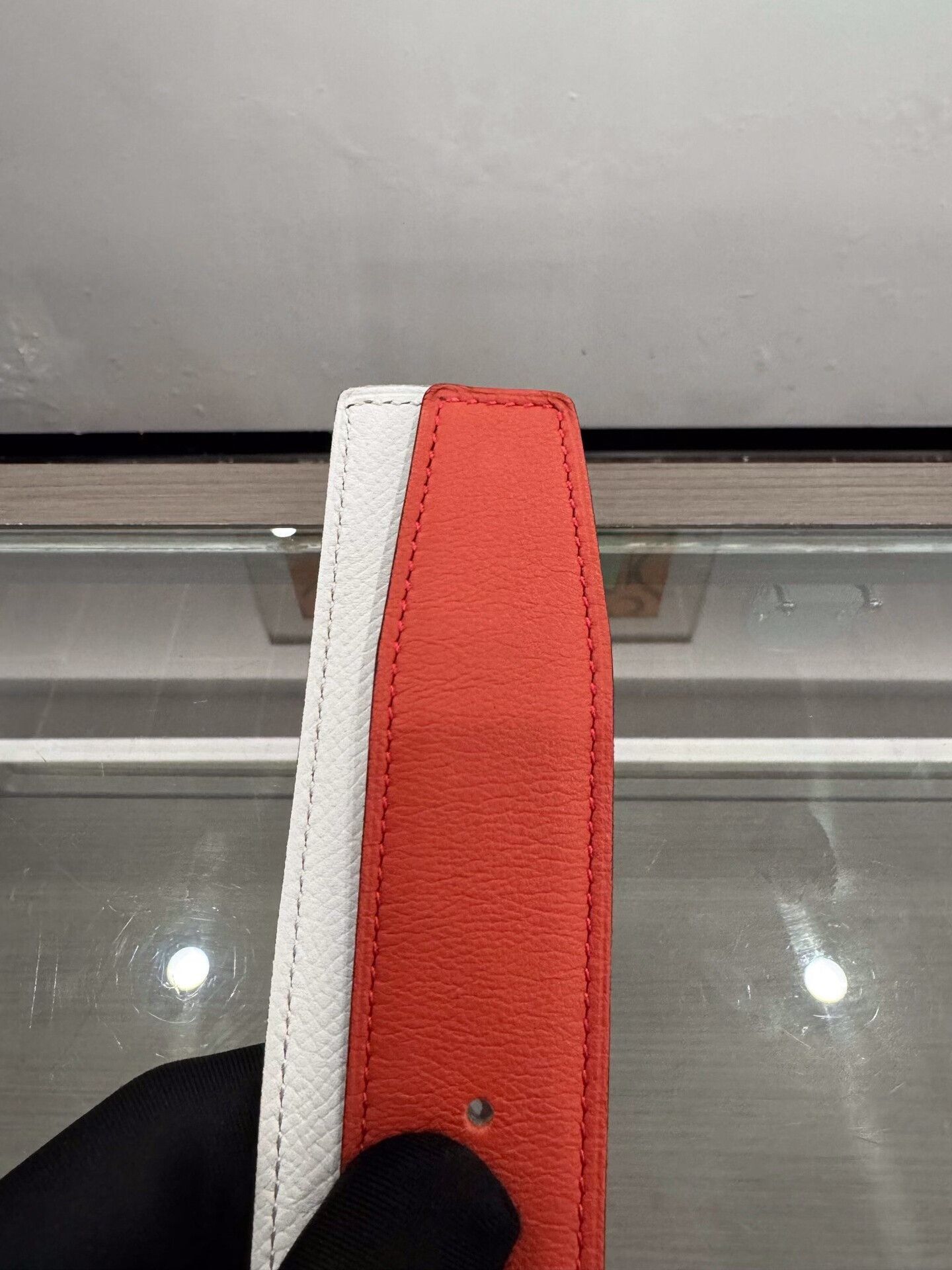 Hermes Hermes 3.2cm Red White Belt Size ONE SIZE - 5 Thumbnail