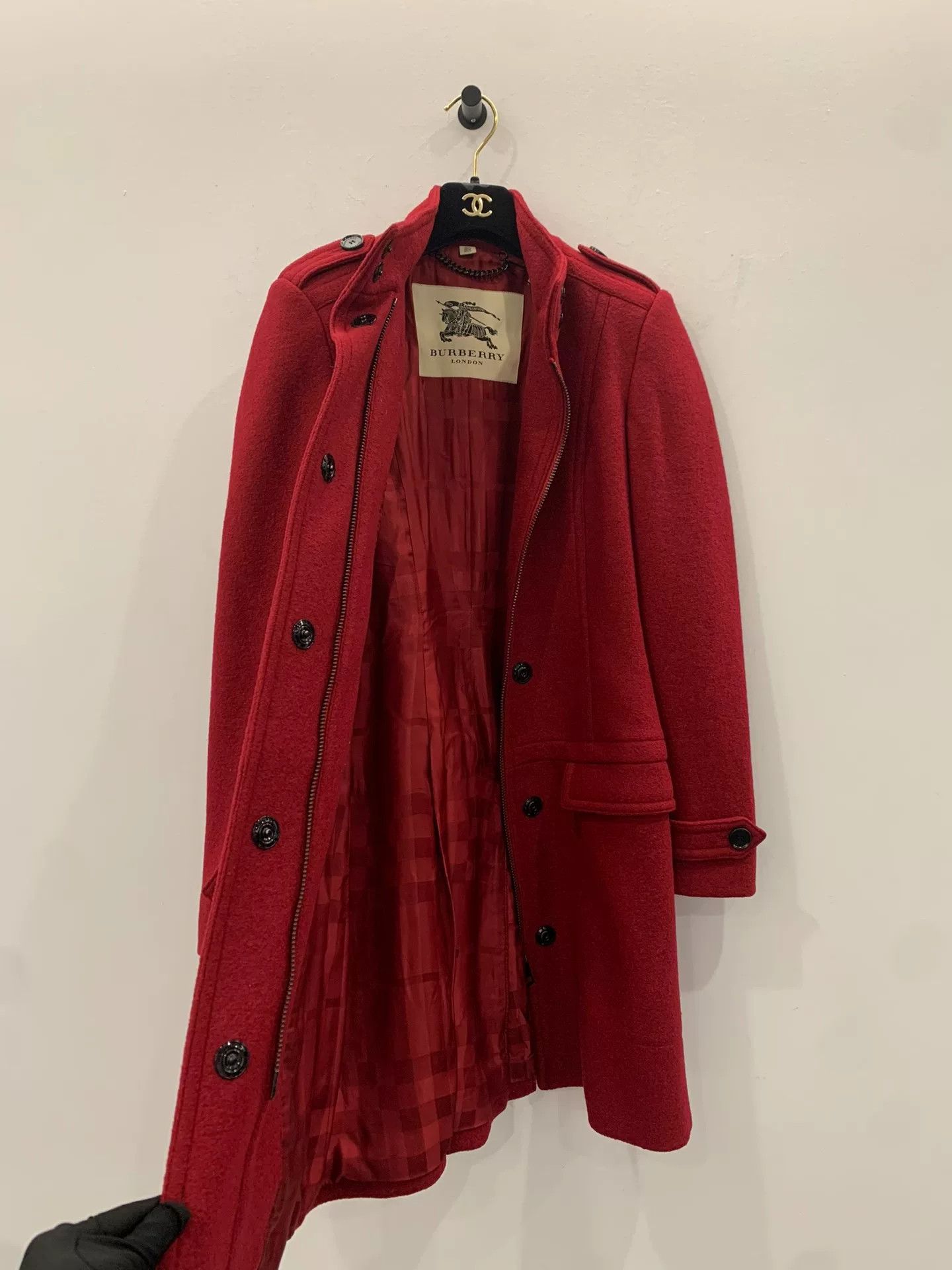 Burberry Burberry Red Women's Wool Coat Size XXS / US 00 / IT 34 - 3 Thumbnail