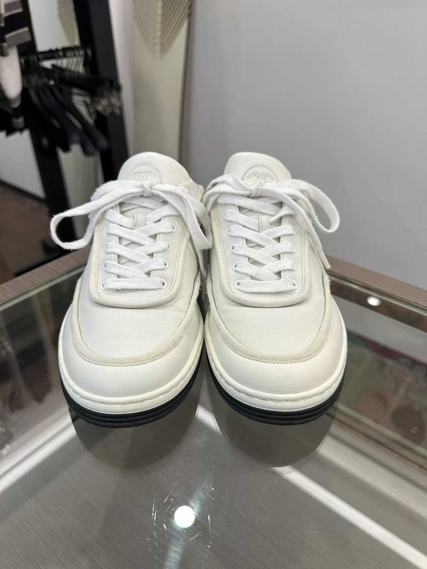 Chanel Chanel White Double C Logo Sneakers Size US 6 / IT 36 - 3 Thumbnail