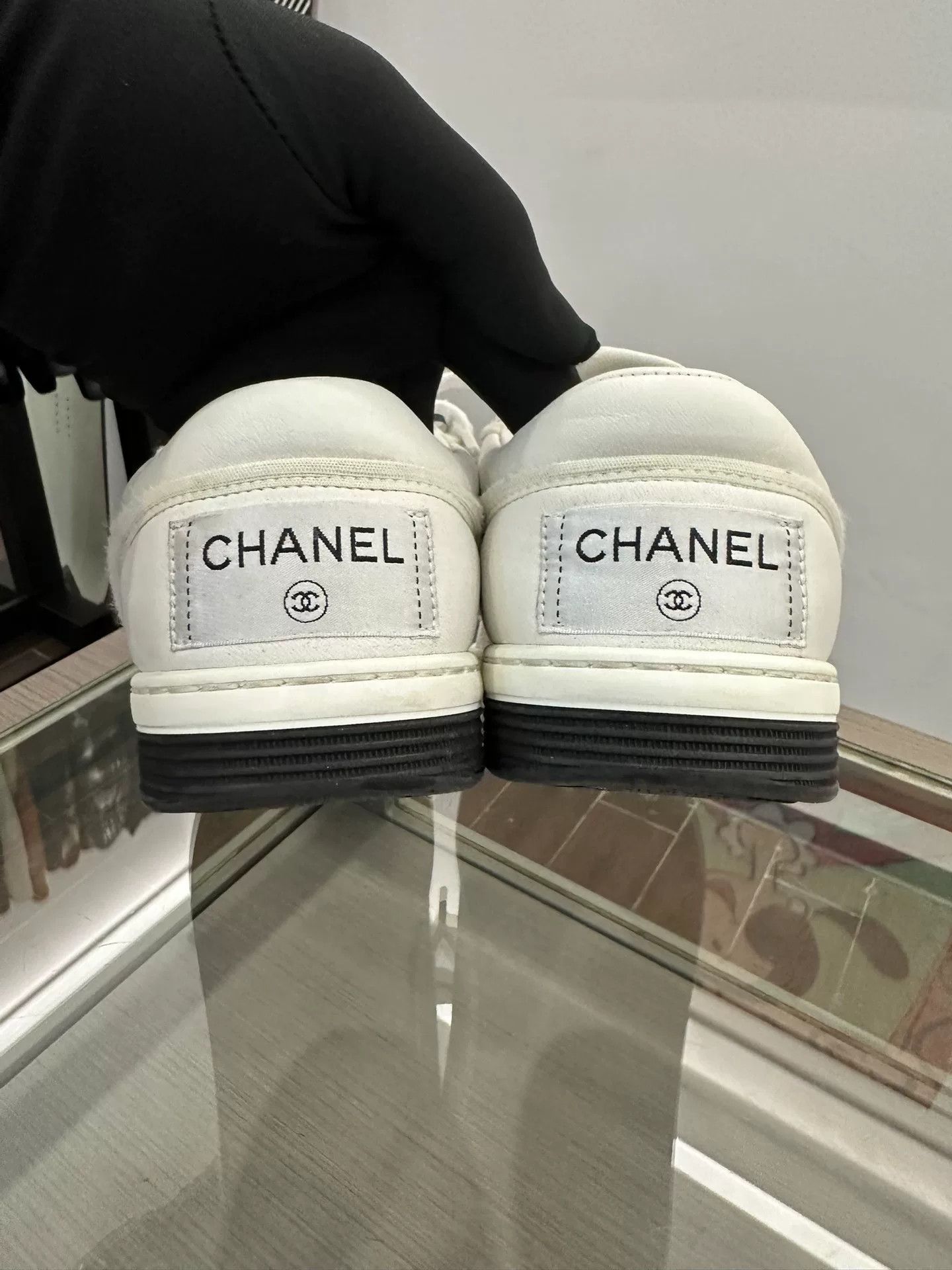 Chanel Chanel White Double C Logo Sneakers Size US 6 / IT 36 - 7 Thumbnail