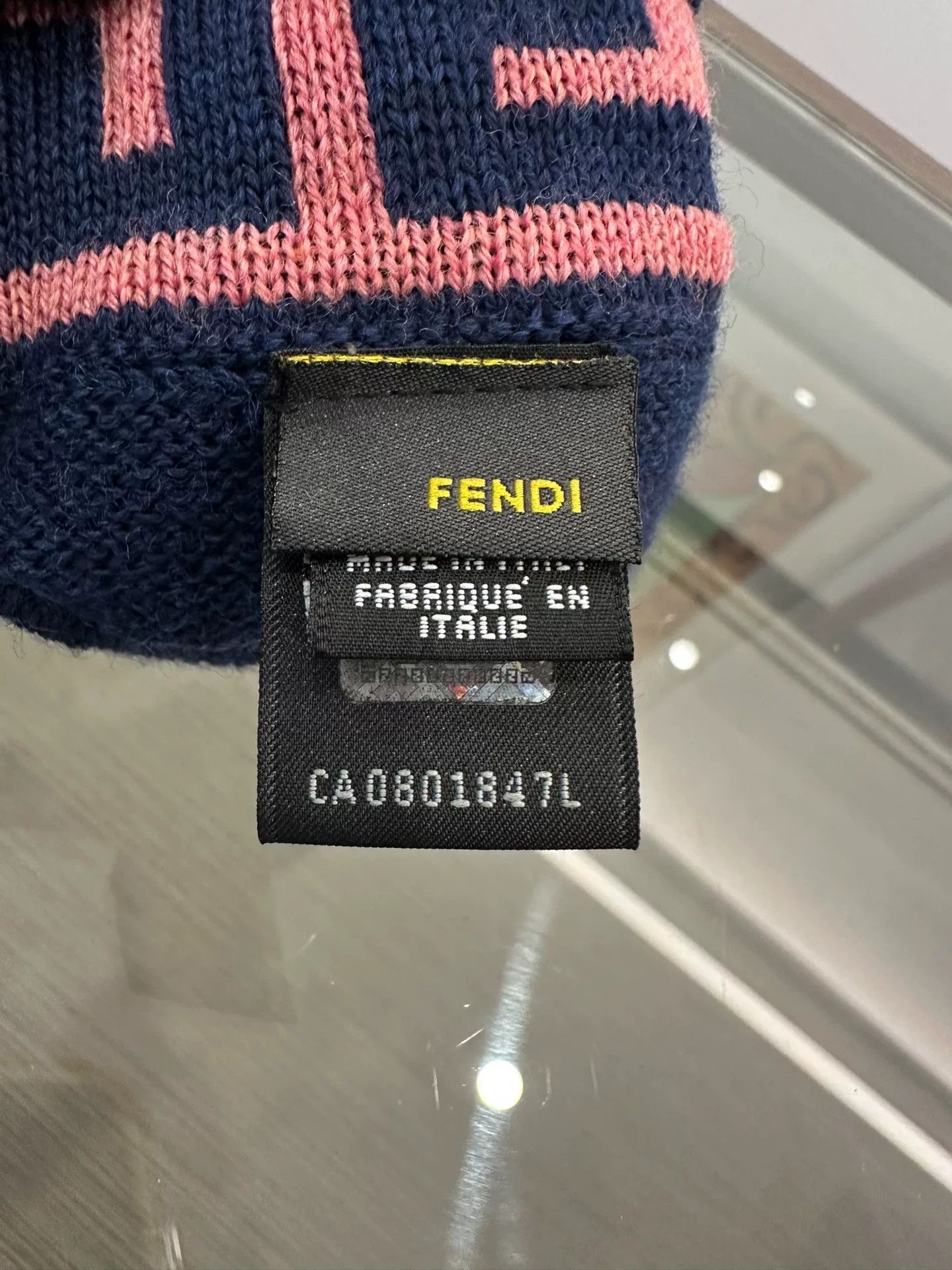 Fendi Fendi Pink Double F Logo Navy Wool Gloves Size ONE SIZE - 4 Thumbnail