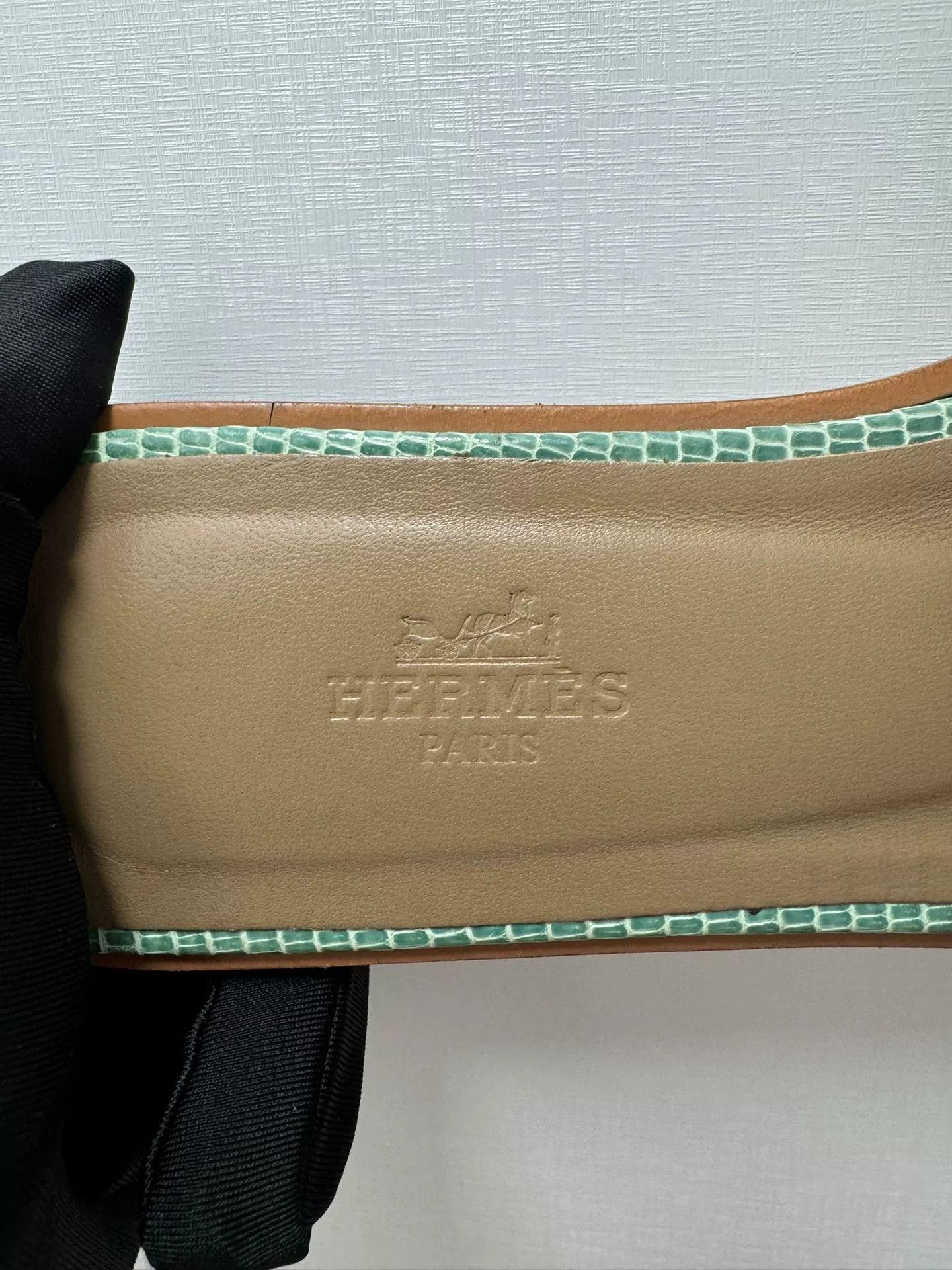 Hermes Hermes Green Lizard Skin H Women's Slippers Size US 7 / IT 37 - 7 Thumbnail
